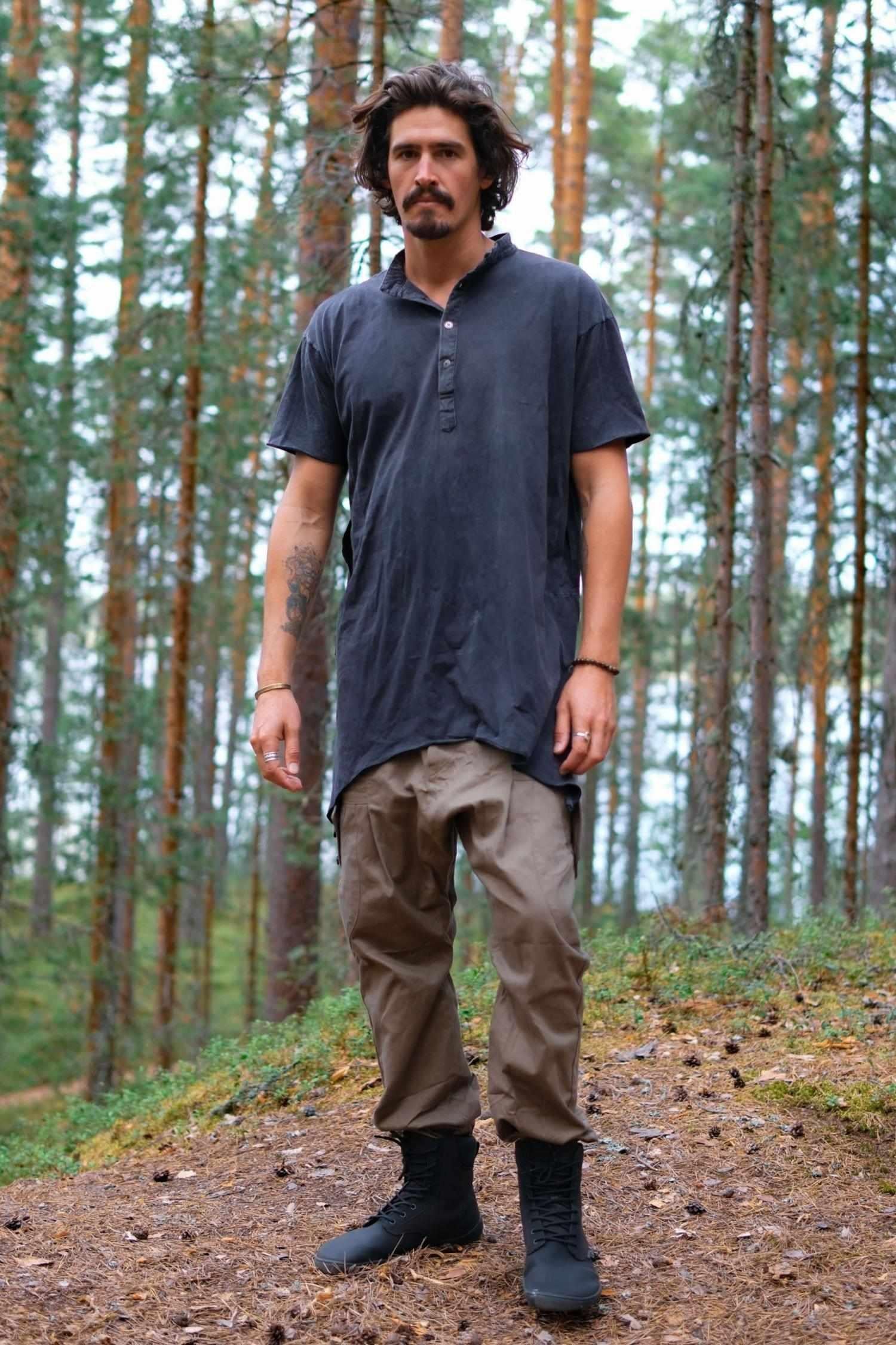 KURTAN - Button Up Oversize Shirt with Asymmetric Side Cuts-Shirts-VALO Design Clothing