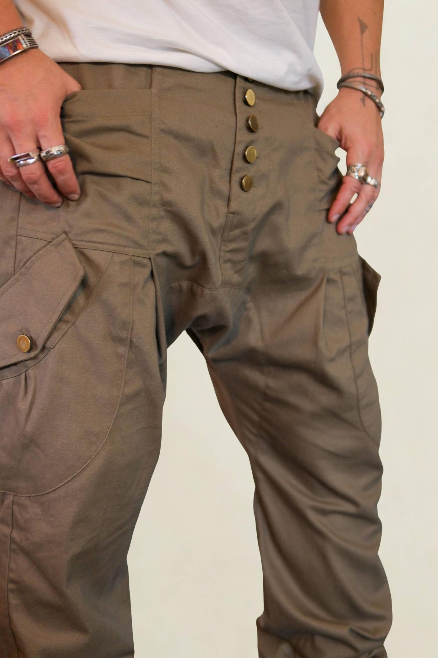 LUONTO - Cargo style baggy drop crotch harem pants