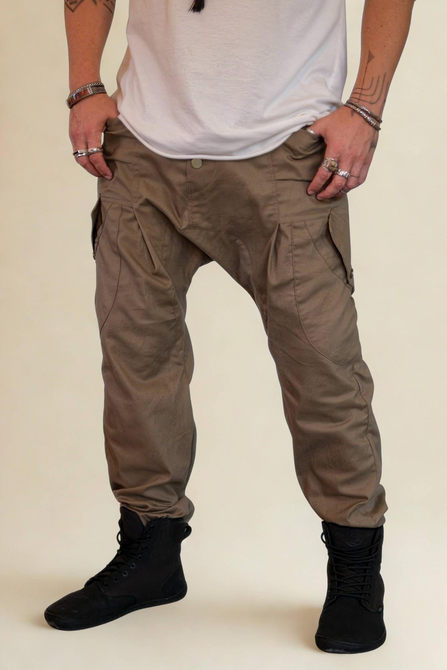 LUONTO - Cargo style baggy drop crotch harem pants