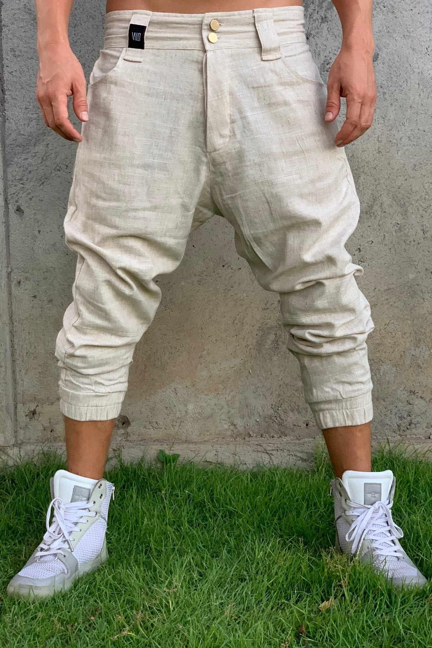 MAA - Elegant Drop Crotch Trousers With Casual Fit-Pants-VALO Design Clothing