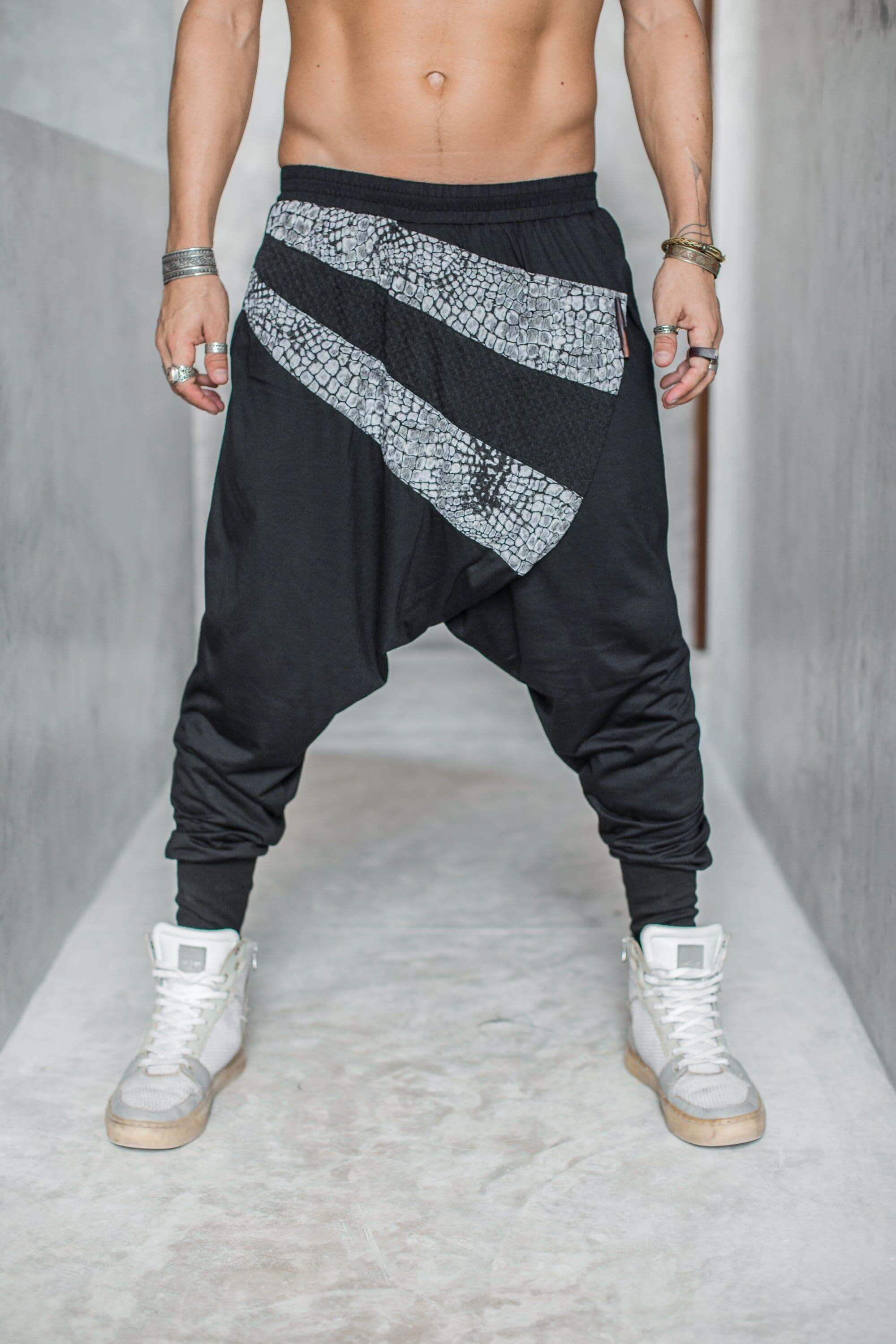 VALO Design Pants Ninja Warrior AGUNG – Stylish, slim-leg harem drop-crotch pants crafted from soft, elegant cotton fabric