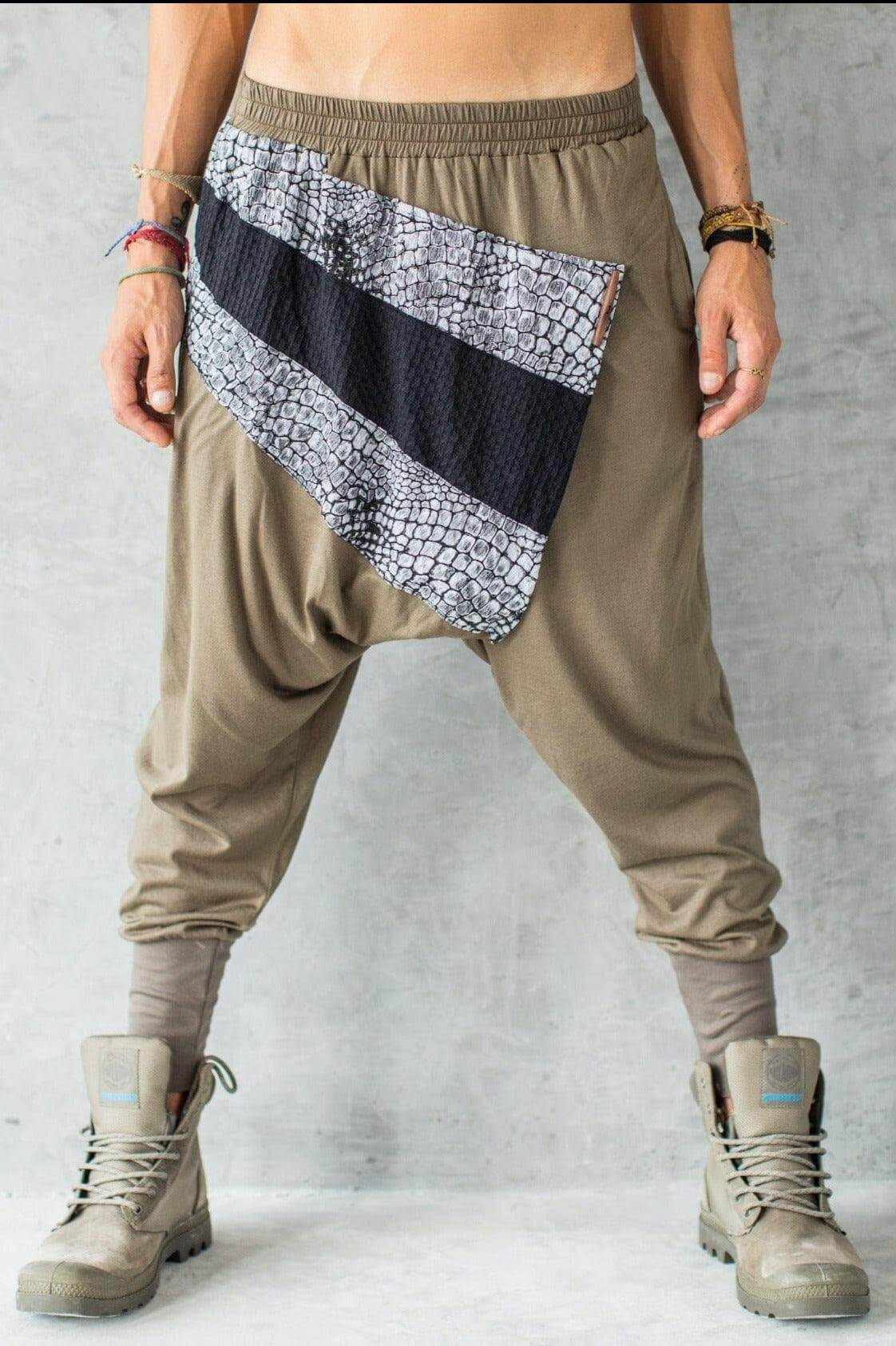 VALO Design Pants Ninja Warrior AGUNG – Stylish, slim-leg harem drop-crotch pants crafted from soft, elegant cotton fabric