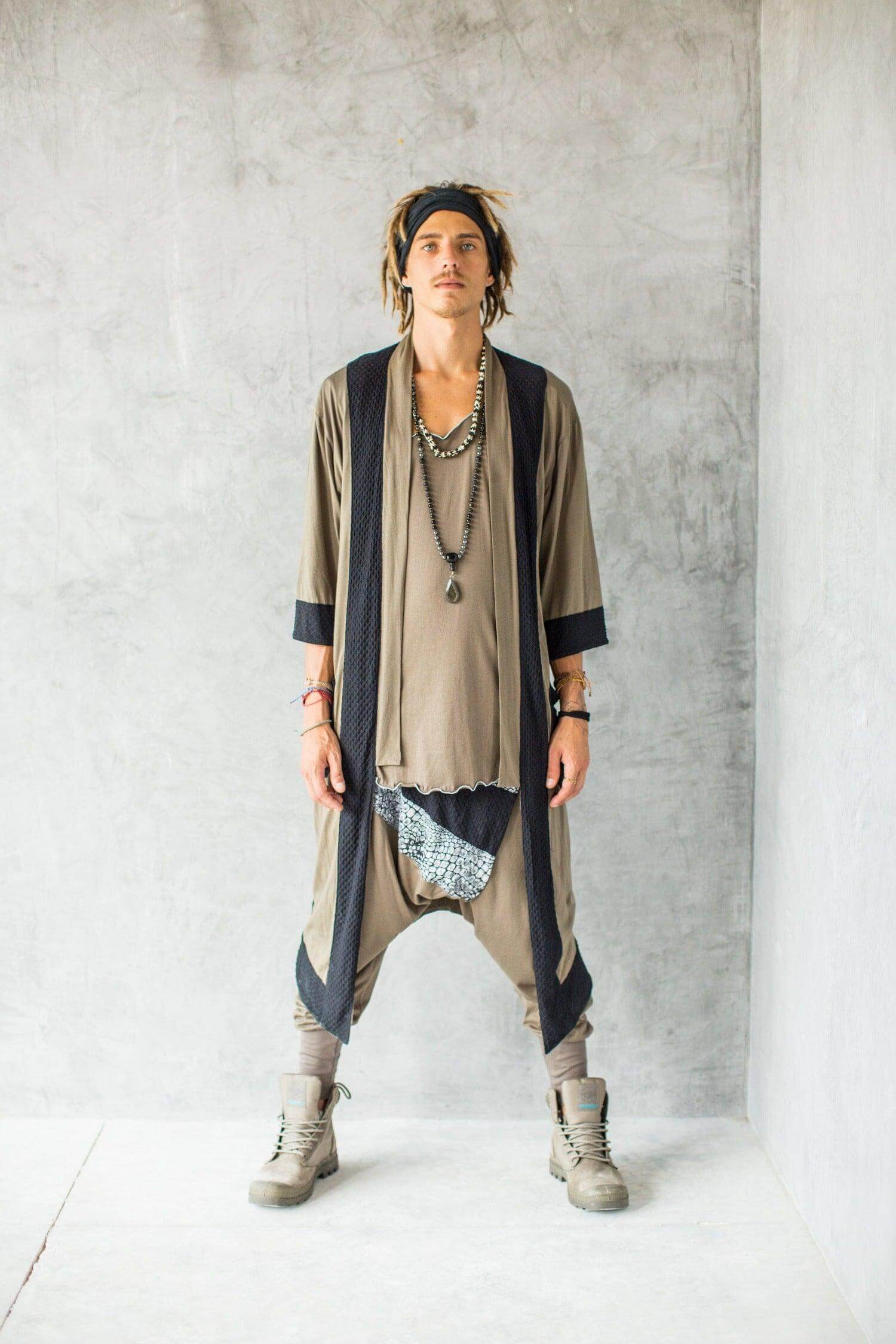 VALO Design Pants Ninja Warrior AGUNG – Stylish, slim-leg harem drop-crotch pants crafted from soft, elegant cotton fabric