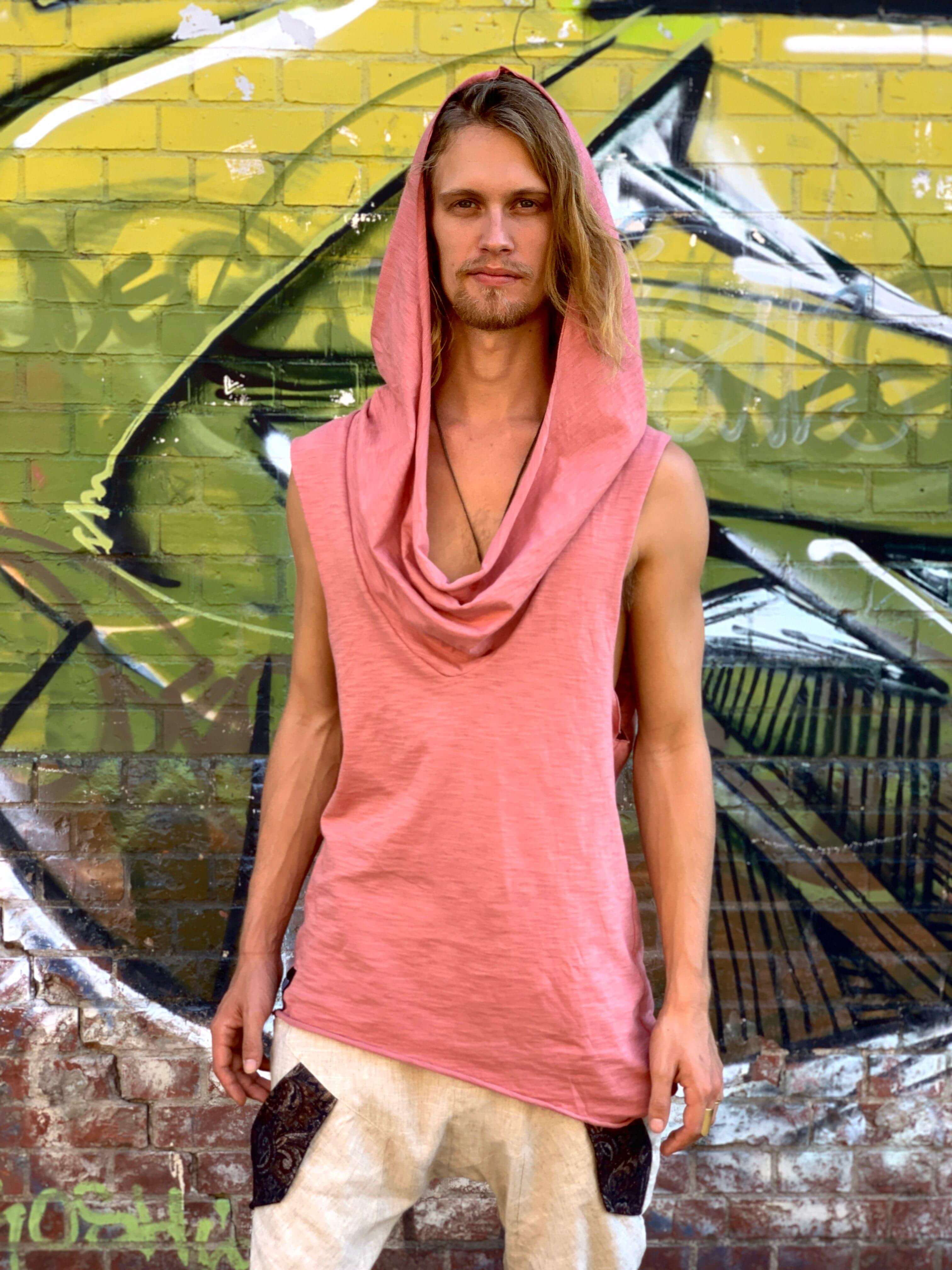 VALO Design Hoodies NOMAD – Light and breathable cowl neck ninja-assassin-style sleeveless hooded tee, crafted from organic cotton