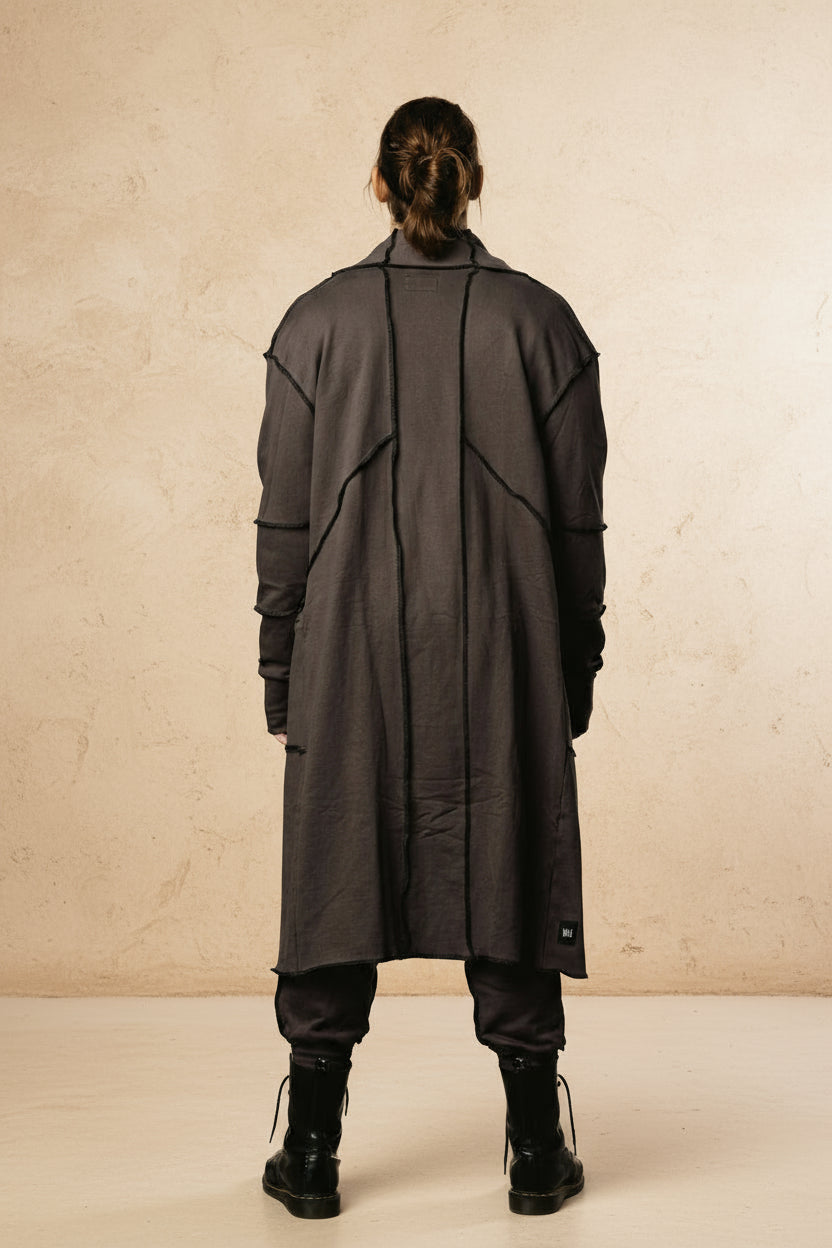 VALO Design Cape NORTHENER – A soft and comfortable long-sleeve hooded cardigan made from high-quality 100% French Terry cotton, featuring overlock stitching for added detail