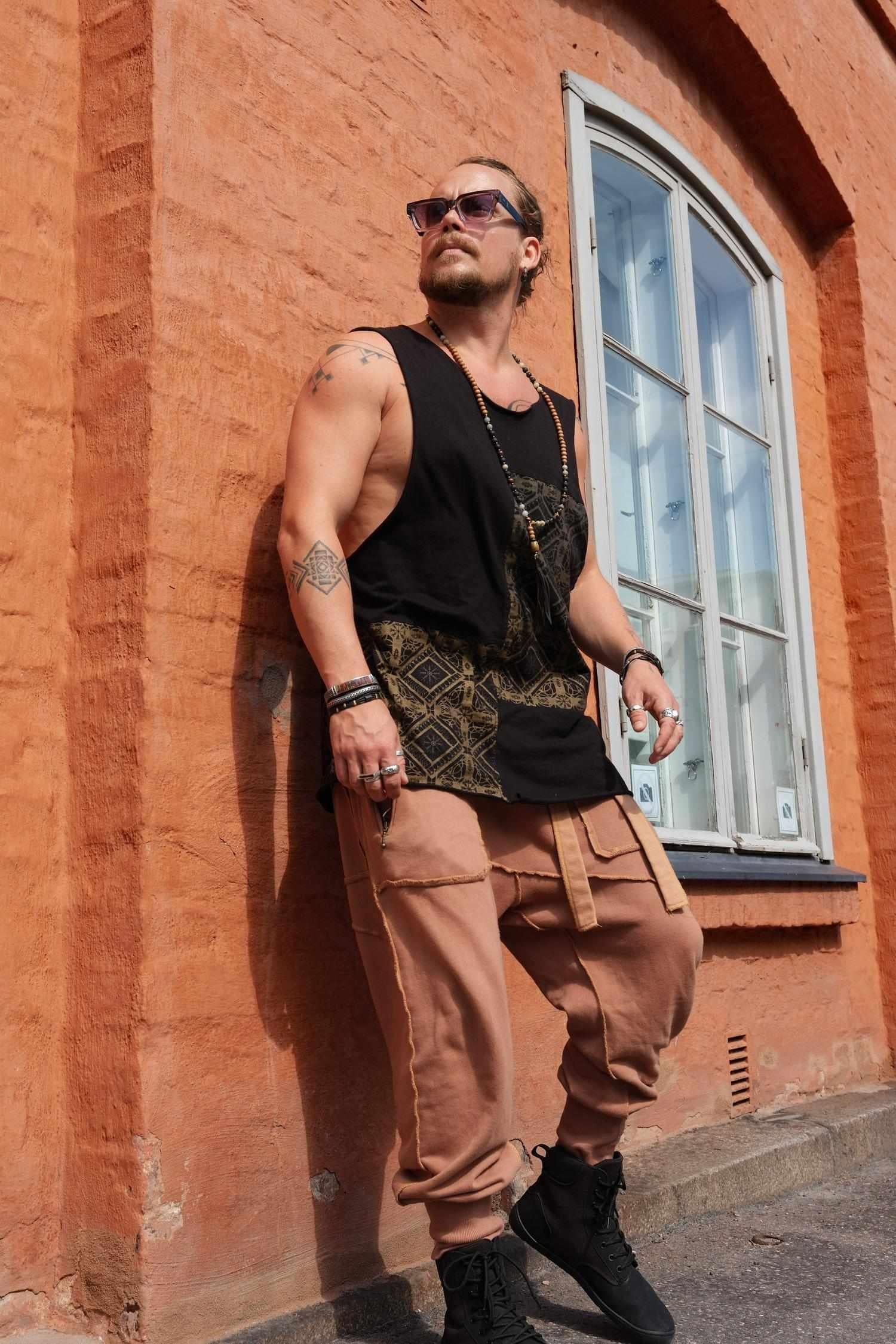 NORTHENER Pants - Cotton Drop Crotch Baggy Jogger Trousers-Pants-VALO Design Clothing