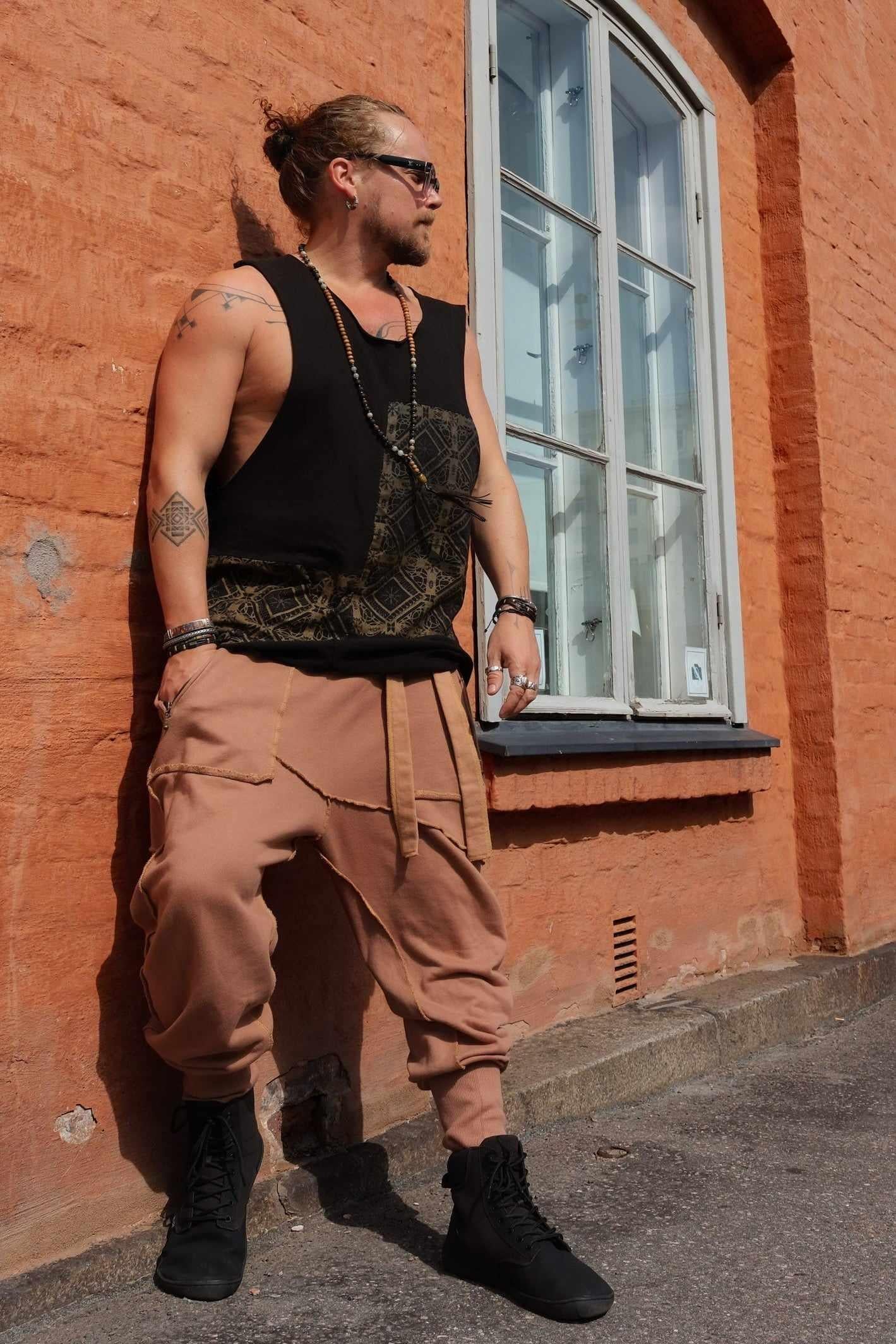 NORTHENER Pants - Cotton Drop Crotch Baggy Jogger Trousers-Pants-VALO Design Clothing