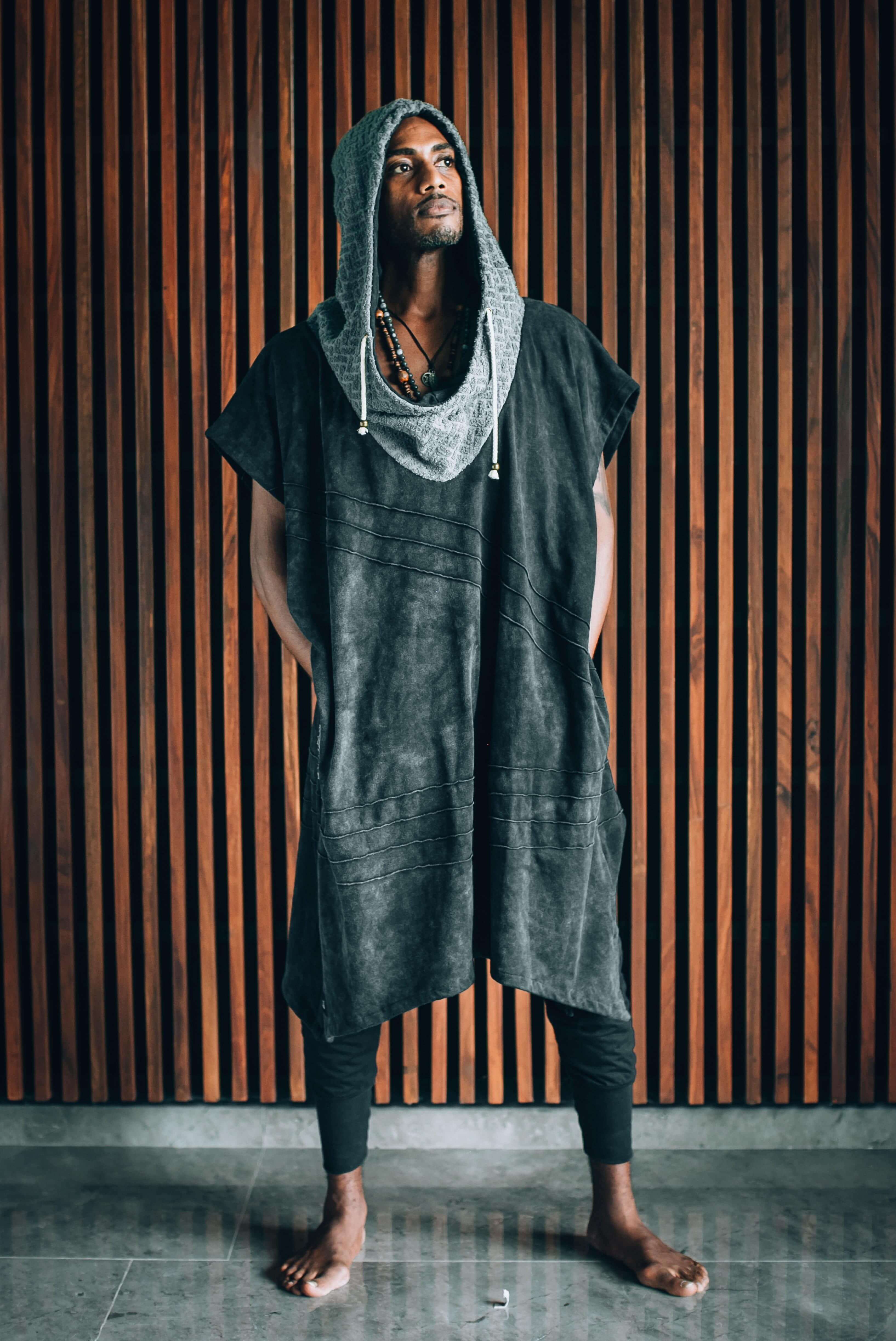 VALO Design Clothing Hoodies ONSEN - A long hooded robe with a sturdy double layered hood