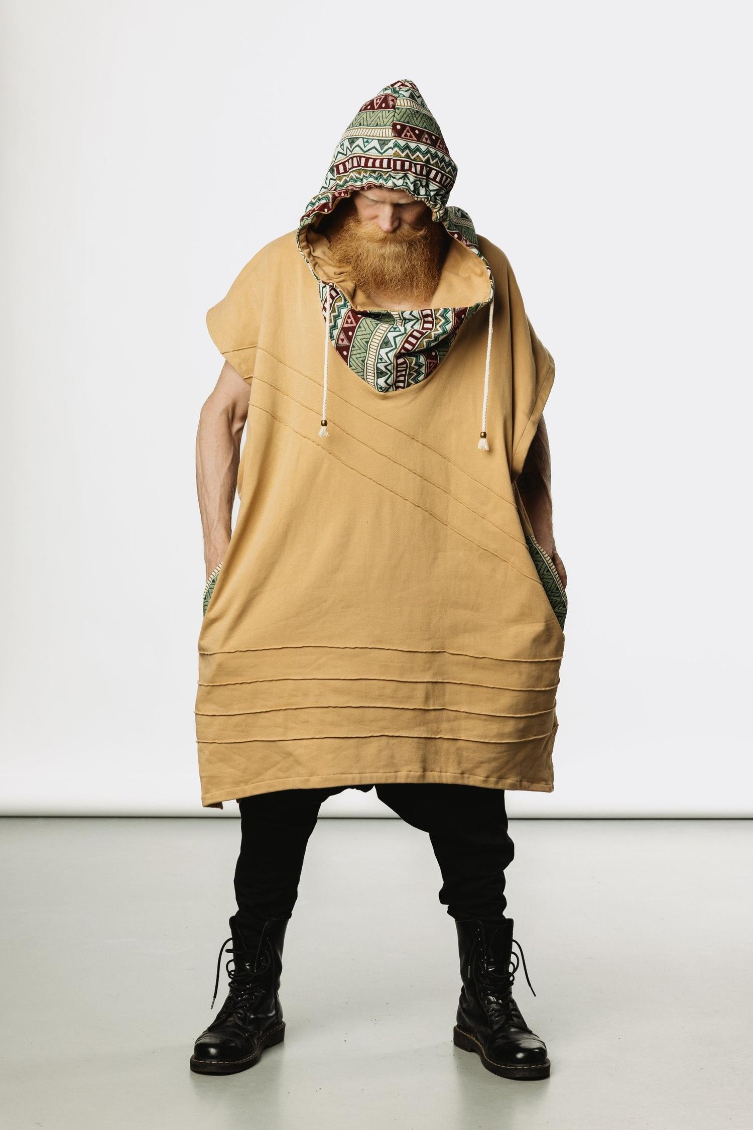 VALO Design Hoodies ONSEN - Inspired by Japanese aesthetics, our new hooded poncho robe kaftan ONSEN is made from 100% Terry Cotton, durable and smooth natural material