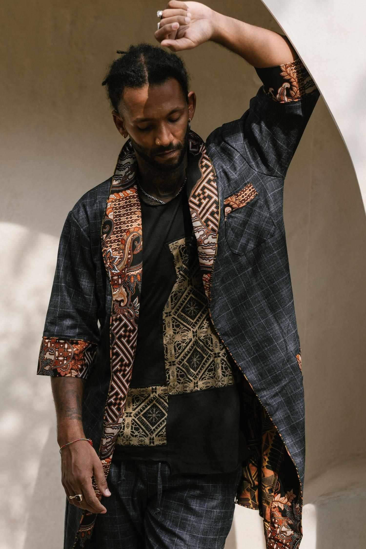 POMO Jacket Blue Wool - Gentlemen Kimono Jacket