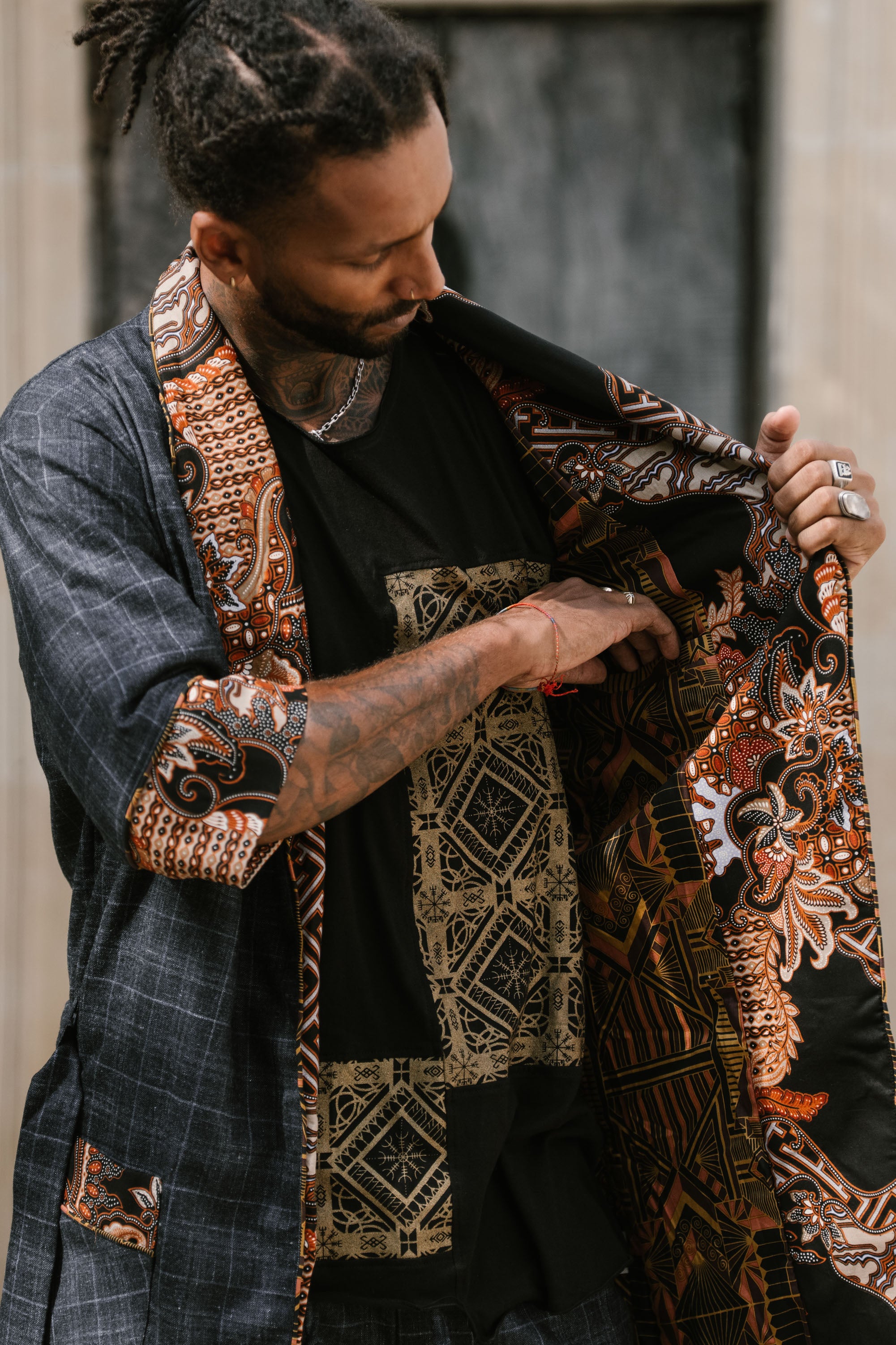 POMO Jacket Blue Wool - Gentlemen Kimono Jacket