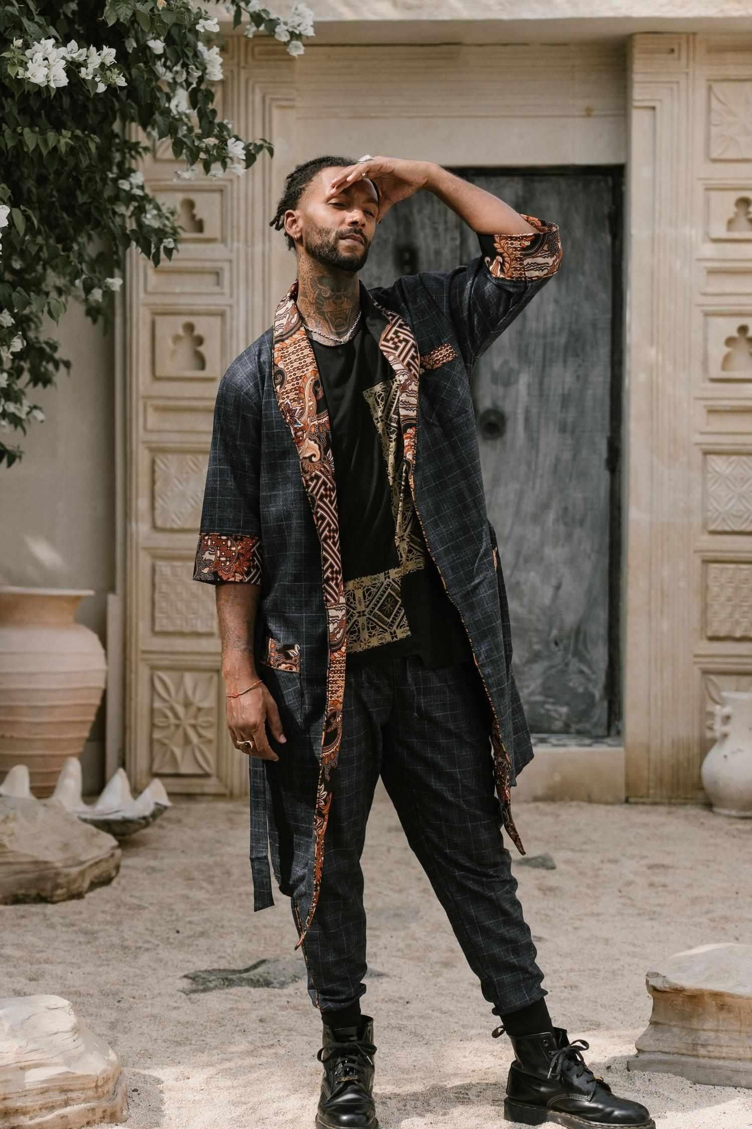 POMO Jacket Blue Wool - Gentlemen Kimono Jacket