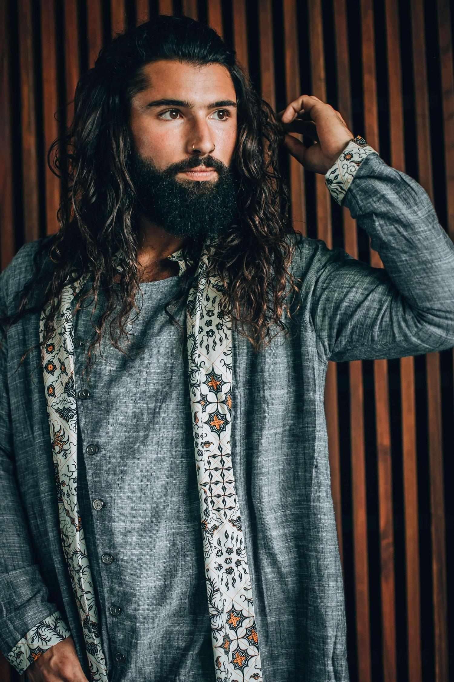 VALO Design Clothing Jackets QI JACKET - Japanese inspired kimono style high quality linen cotton jacket