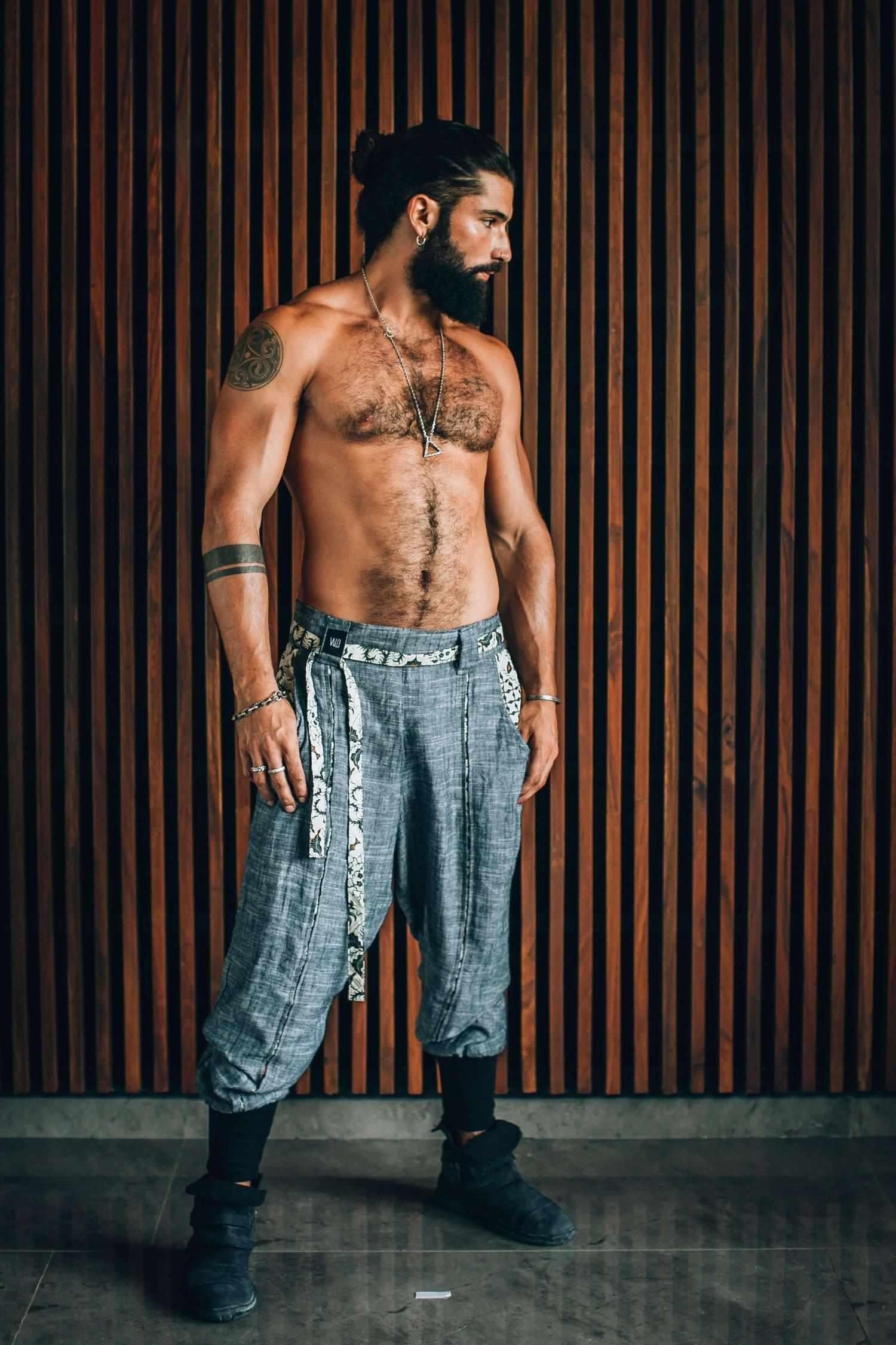 VALO Design Clothing Pants QI PANTS - Oriental Drop Crotch Linen Pants