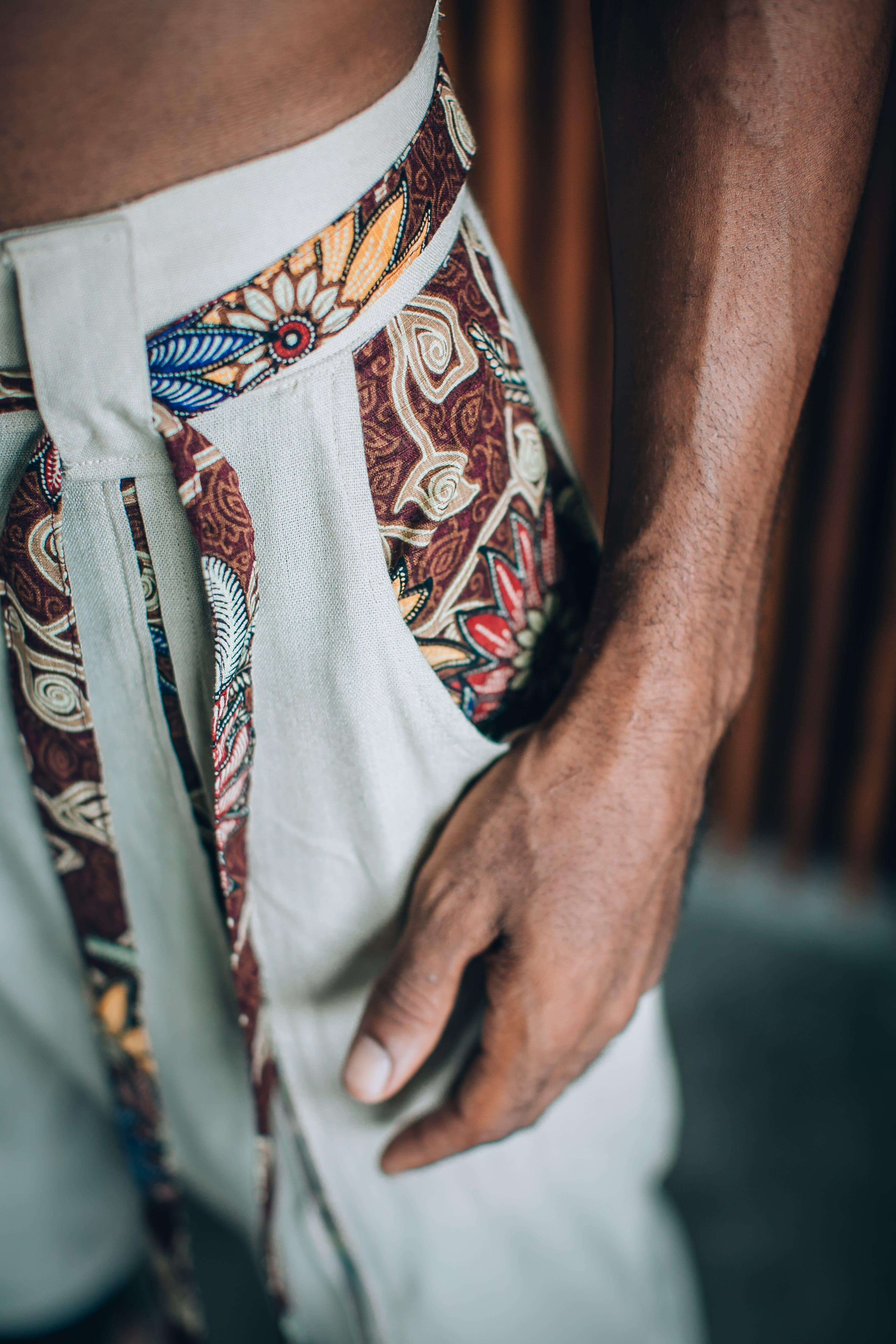 VALO Design Clothing Pants QI PANTS - Oriental Drop Crotch Linen Pants