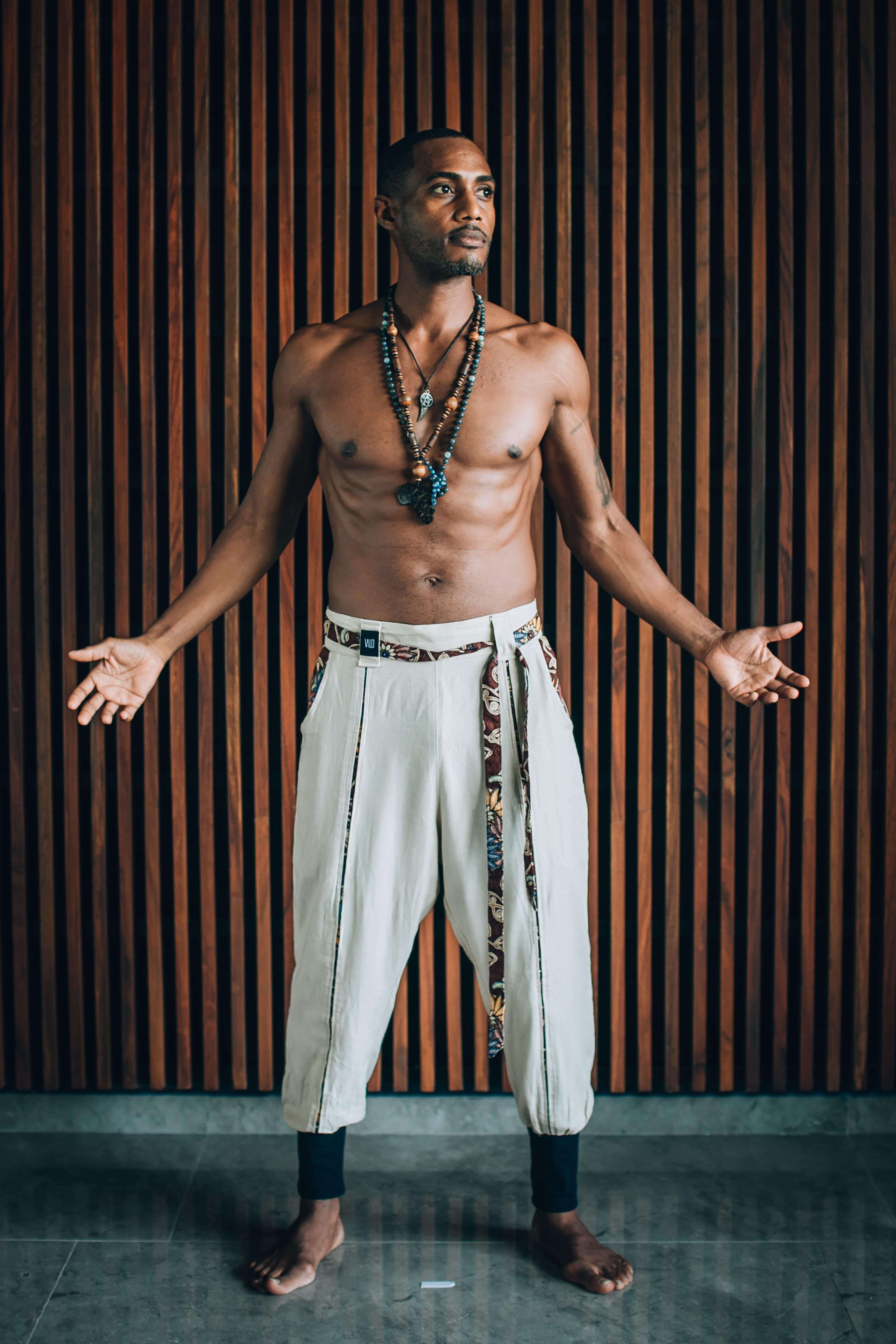 VALO Design Clothing Pants QI PANTS - Oriental Drop Crotch Linen Pants