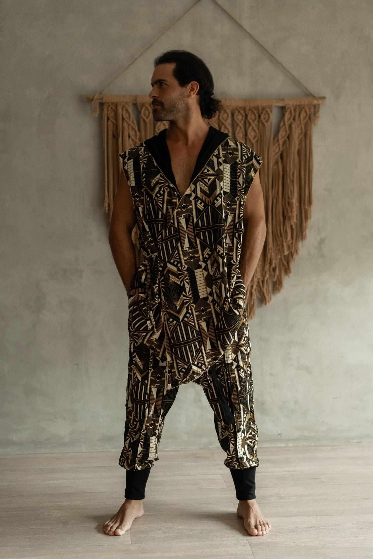 QI PANTS Prism - Oriental Print Art Tencel Pants-Pants-VALO Design Clothing