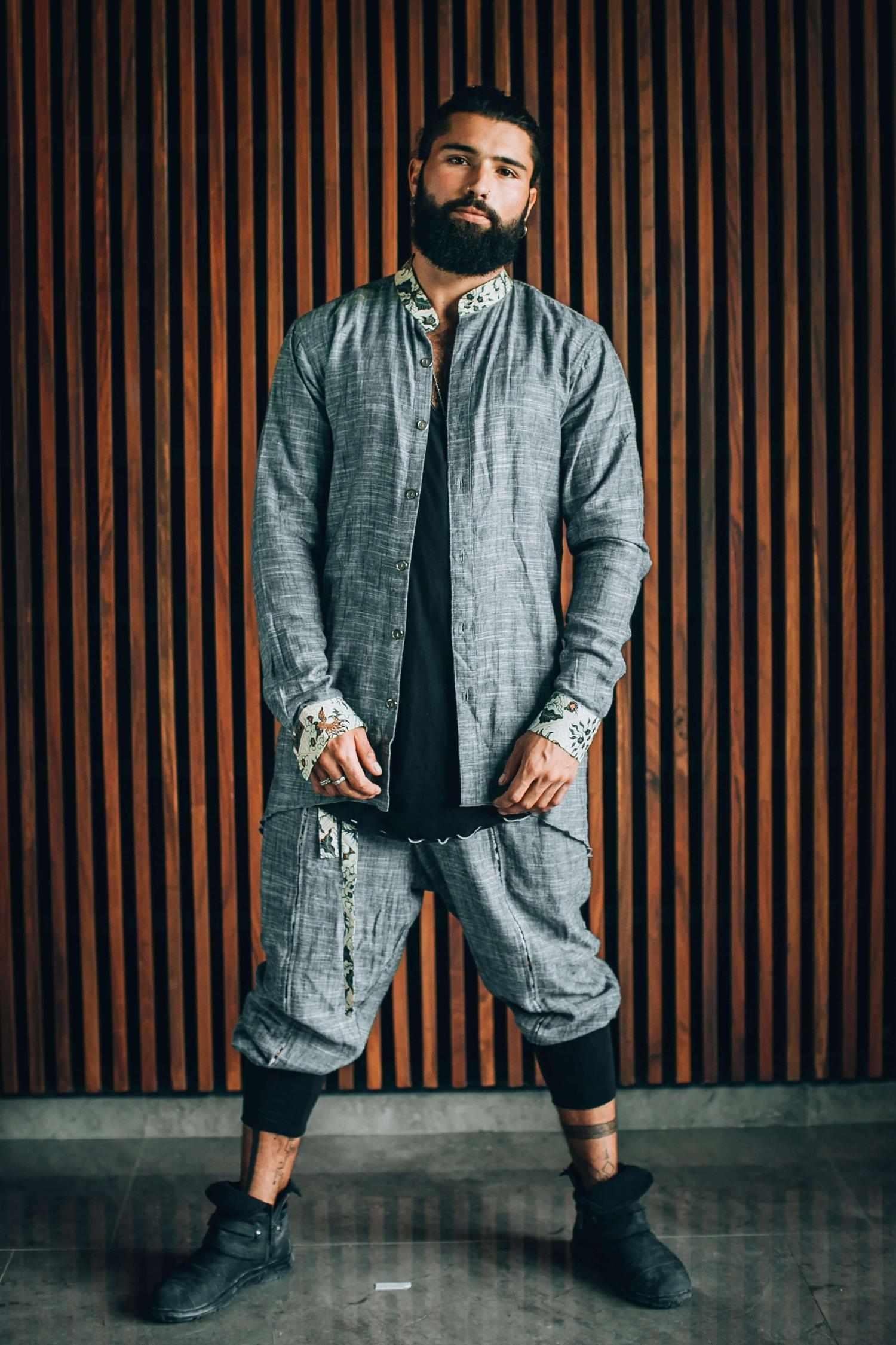 VALO Design Clothing Shirts QI SHIRT - A classic slim fit button up shirt with bali batik details and asymmetric cut