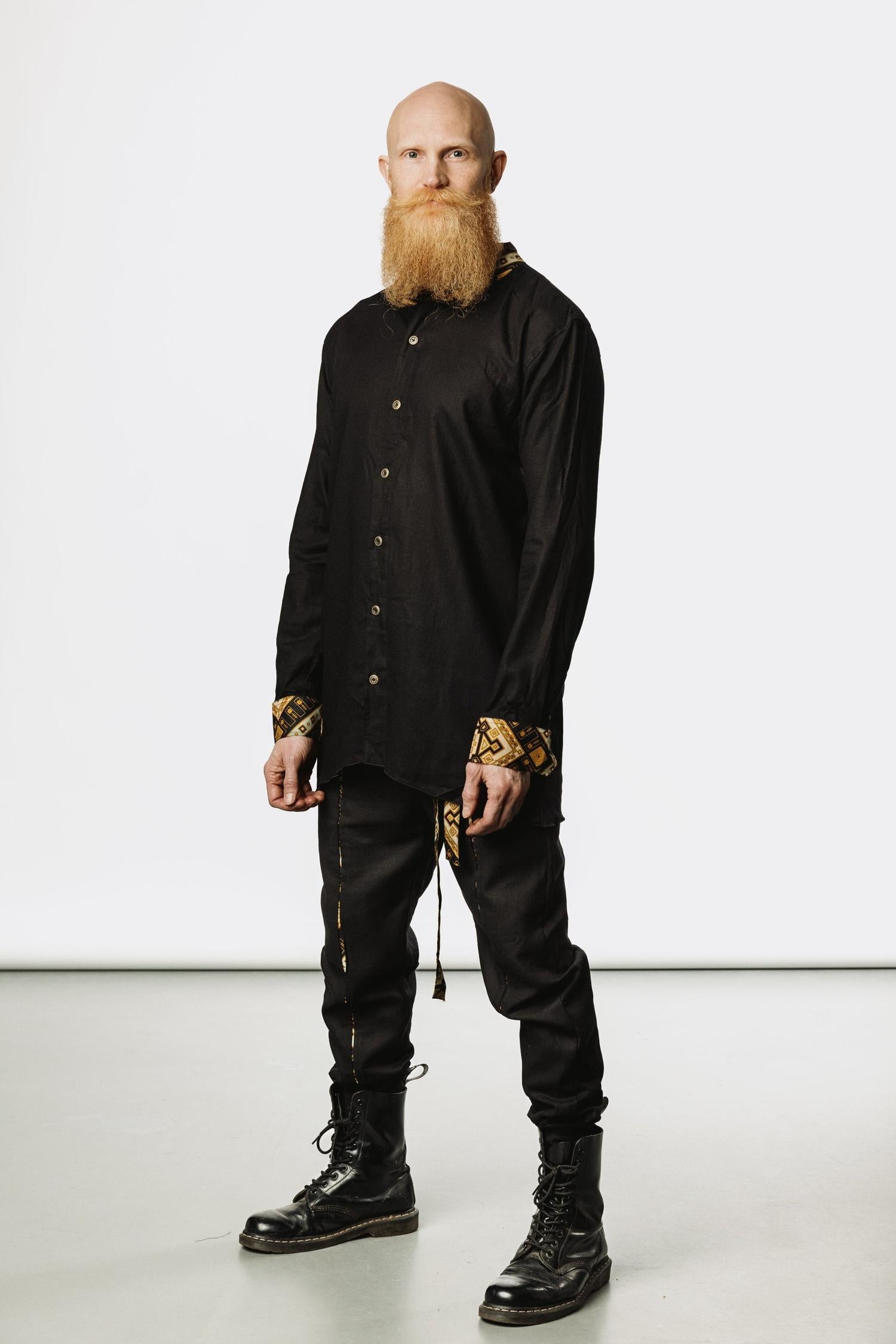 VALO Design Clothing Shirts QI SHIRT - A classic slim fit button up shirt with bali batik details and asymmetric cut