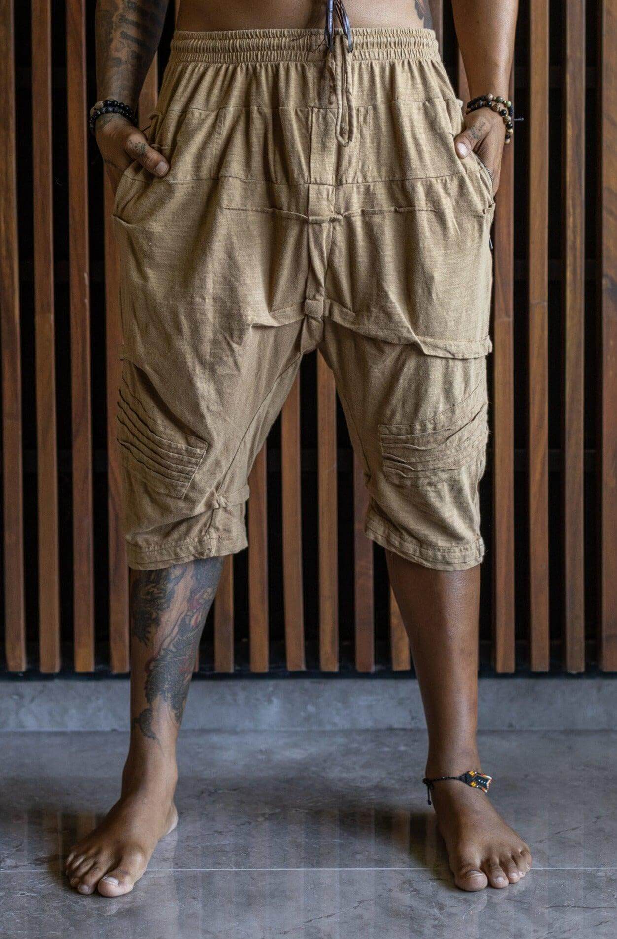 SAHARA Shorts - Comfy boho drop crotch cotton shorts with unique details - VALO Design Clothing 