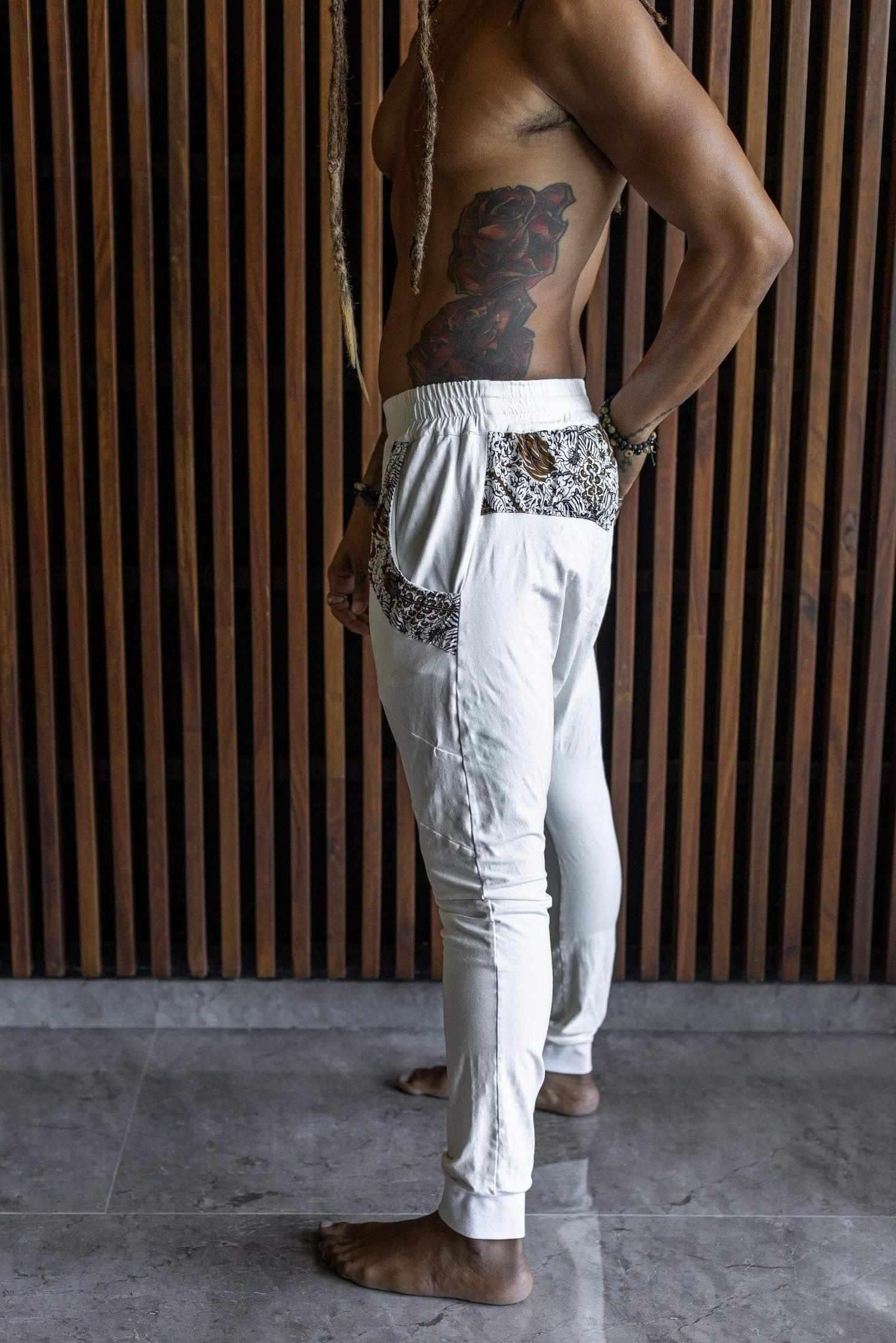 SHIVAJI - bamboo stretch slim leg drop crotch pants with unique details - VALO Design Clothing