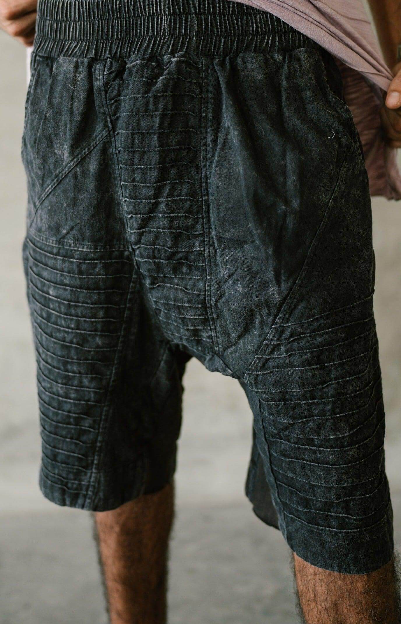 SISU Shorts - Drop crotch stonewashed cotton shorts with unique details - VALO Design Clothing