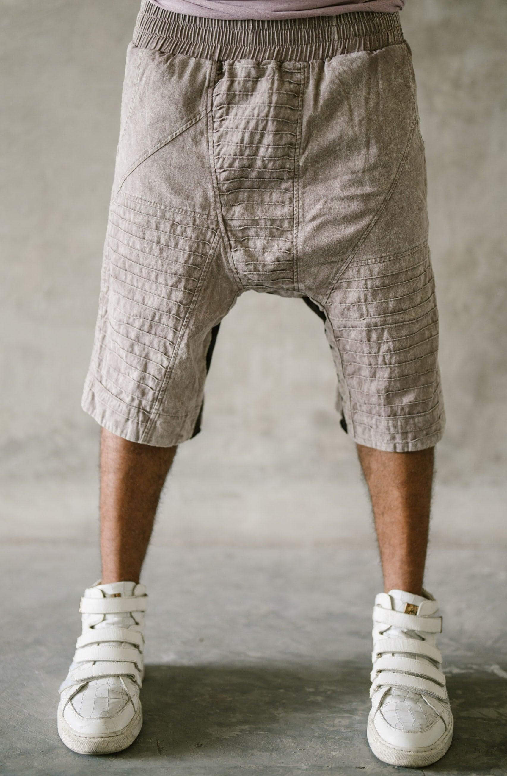 SISU Shorts - Drop crotch stonewashed cotton shorts with unique details - VALO Design Clothing