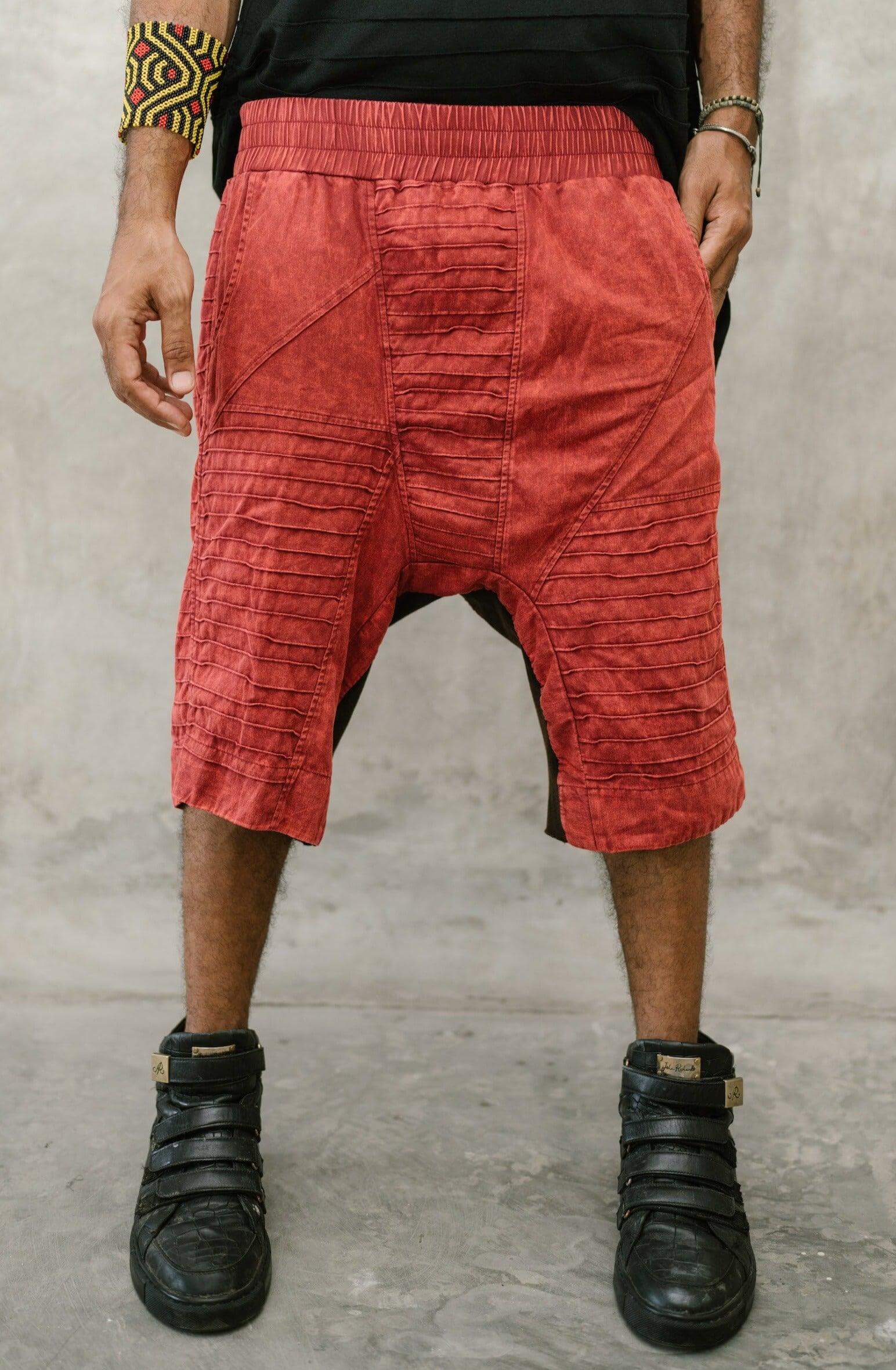SISU Shorts - Drop crotch stonewashed cotton shorts with unique details - VALO Design Clothing