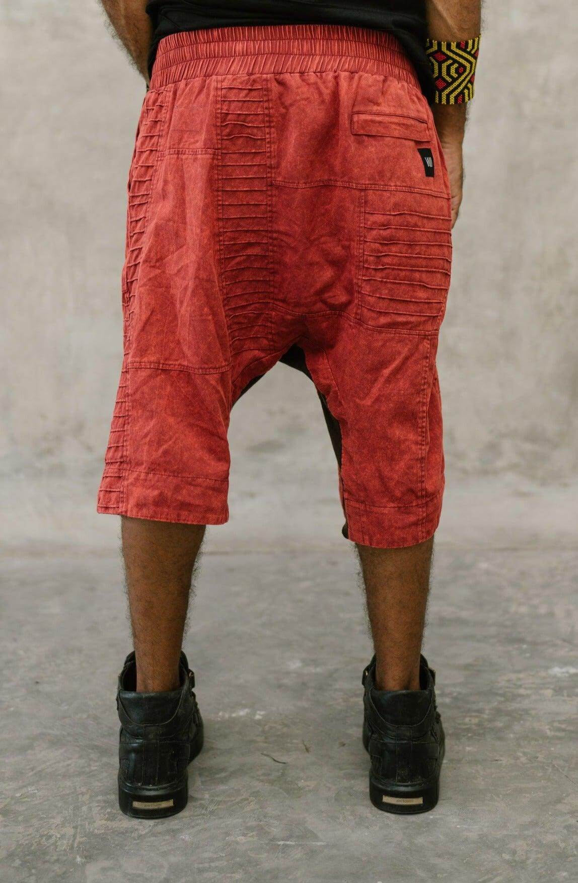 SISU Shorts - Drop crotch stonewashed cotton shorts with unique details - VALO Design Clothing
