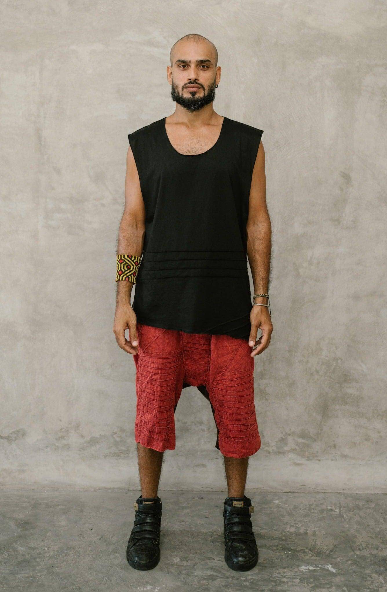 SISU Shorts - Drop crotch stonewashed cotton shorts with unique details - VALO Design Clothing