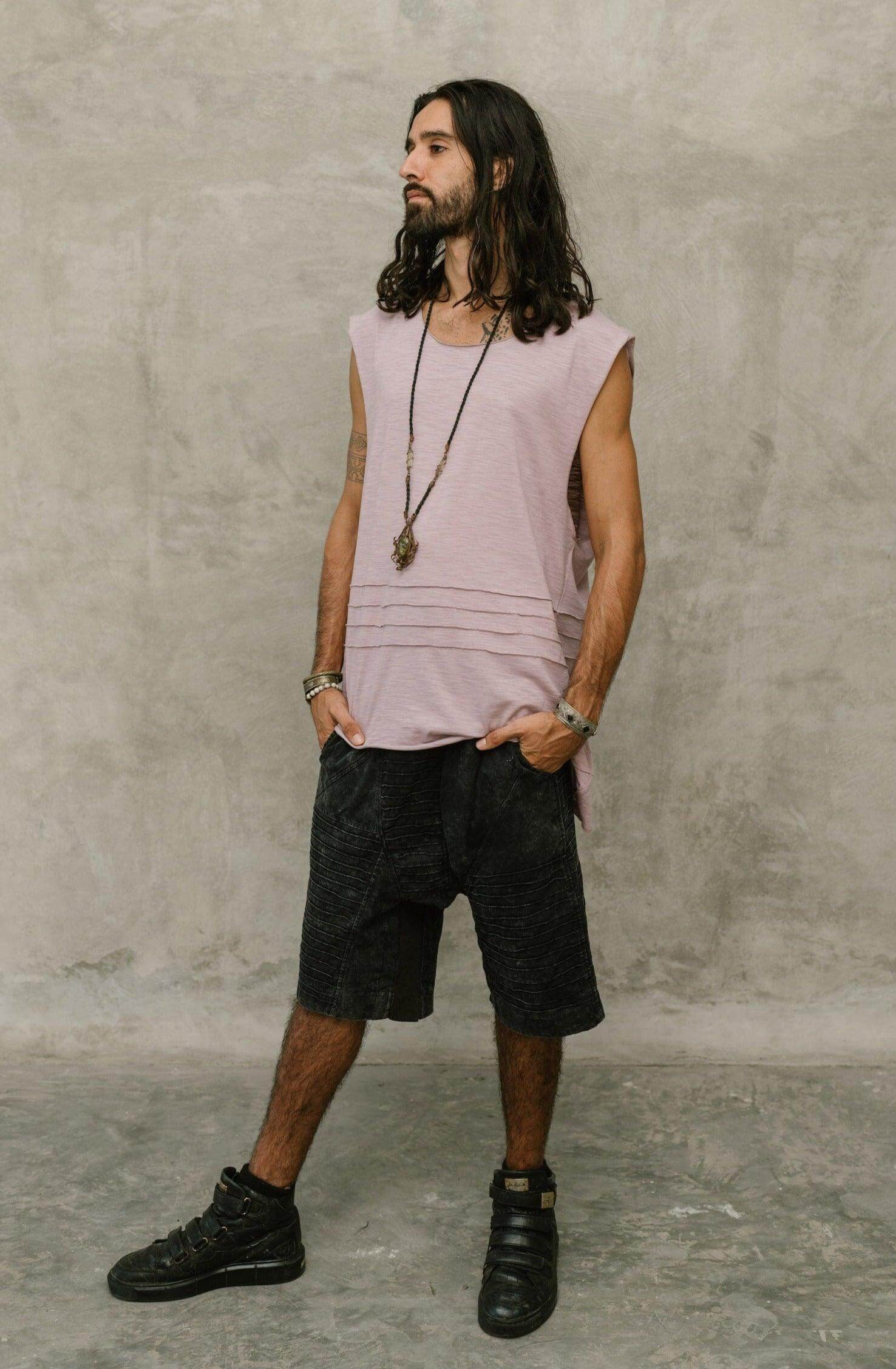 SISU Shorts - Drop crotch stonewashed cotton shorts with unique details - VALO Design Clothing