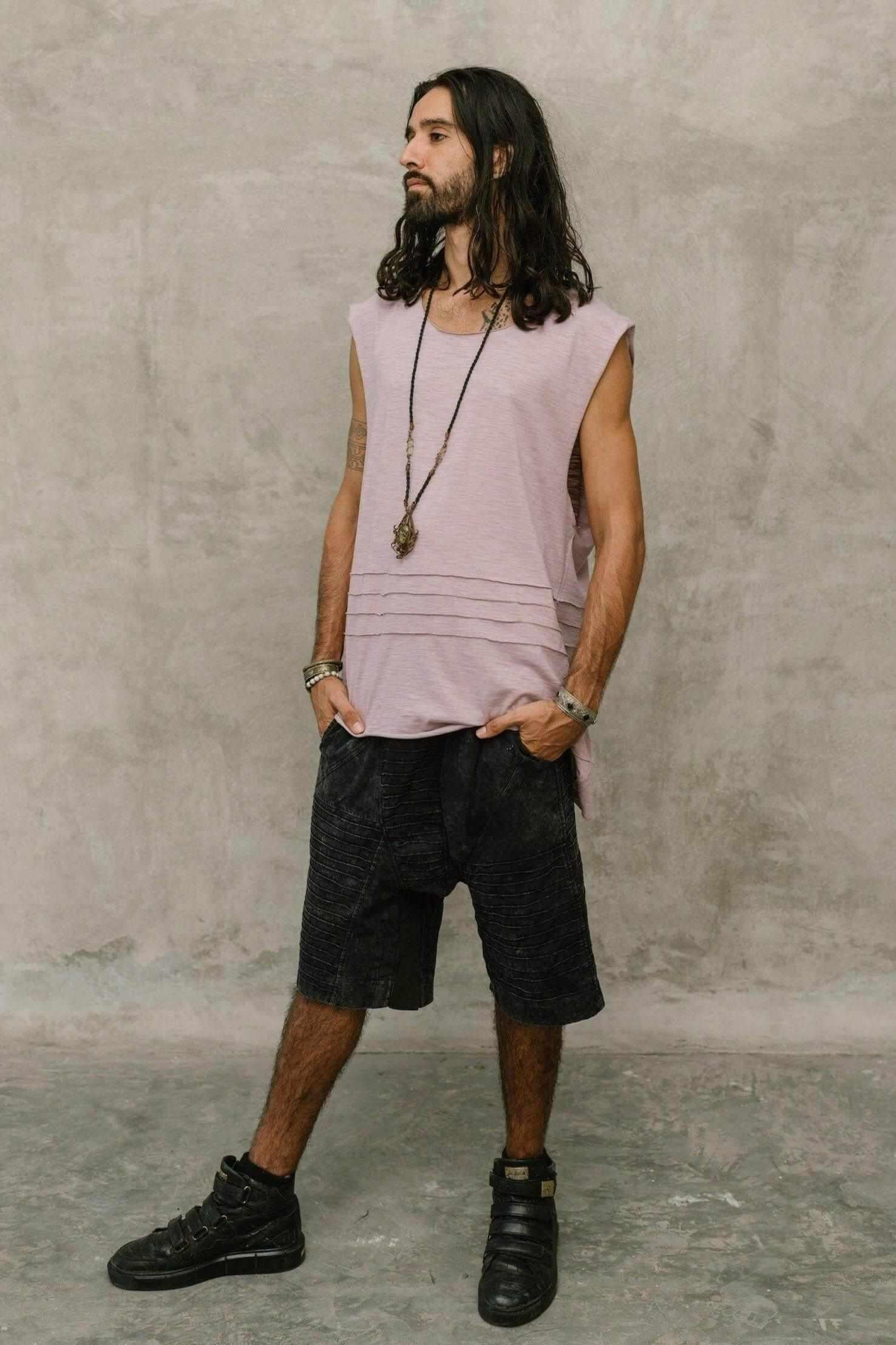 SISU Shorts - Drop crotch stonewashed cotton shorts with unique details - VALO Design Clothing