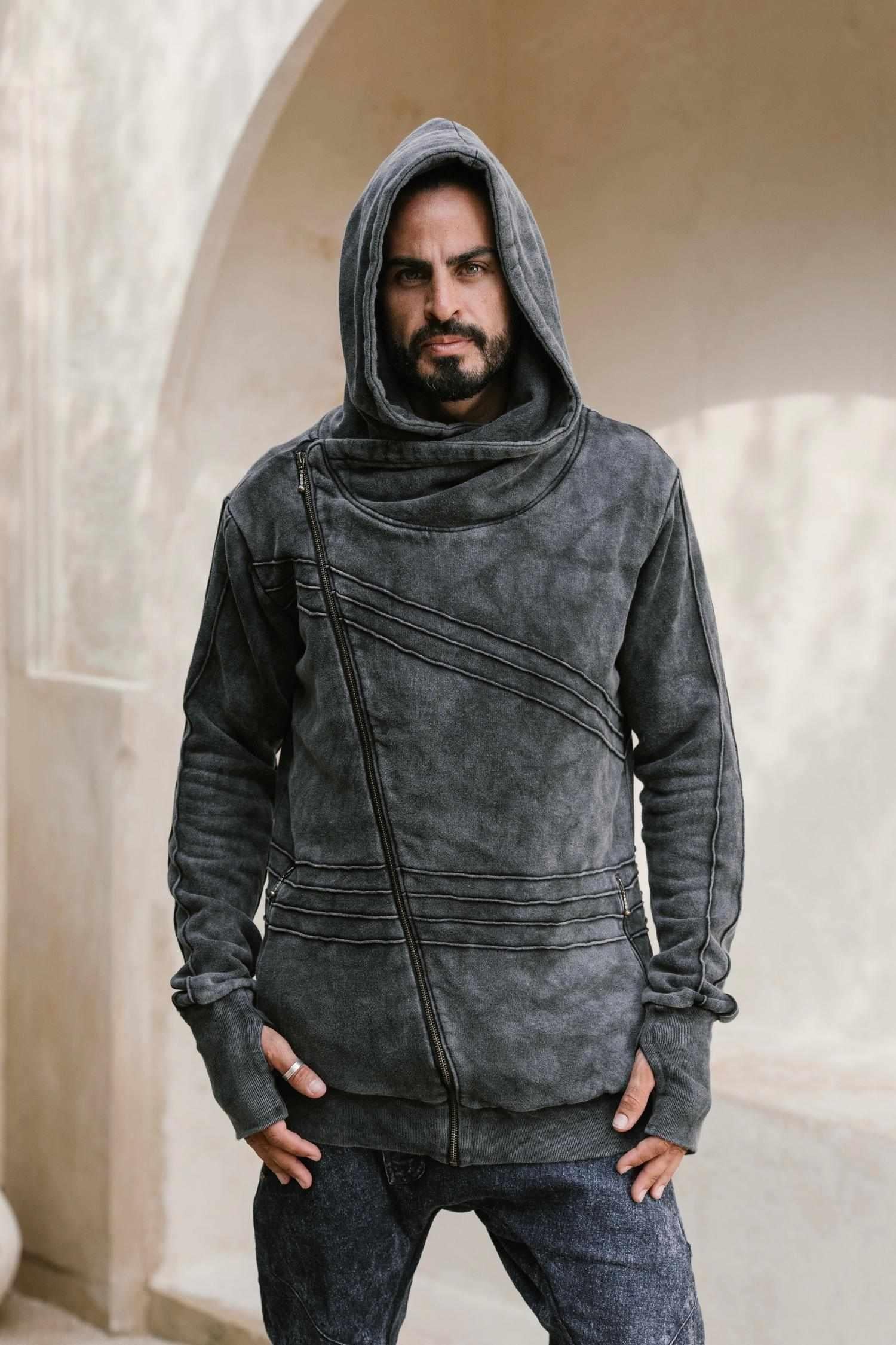 TARMO - Asymmetrical Cotton Fleece Zipper Hoodie