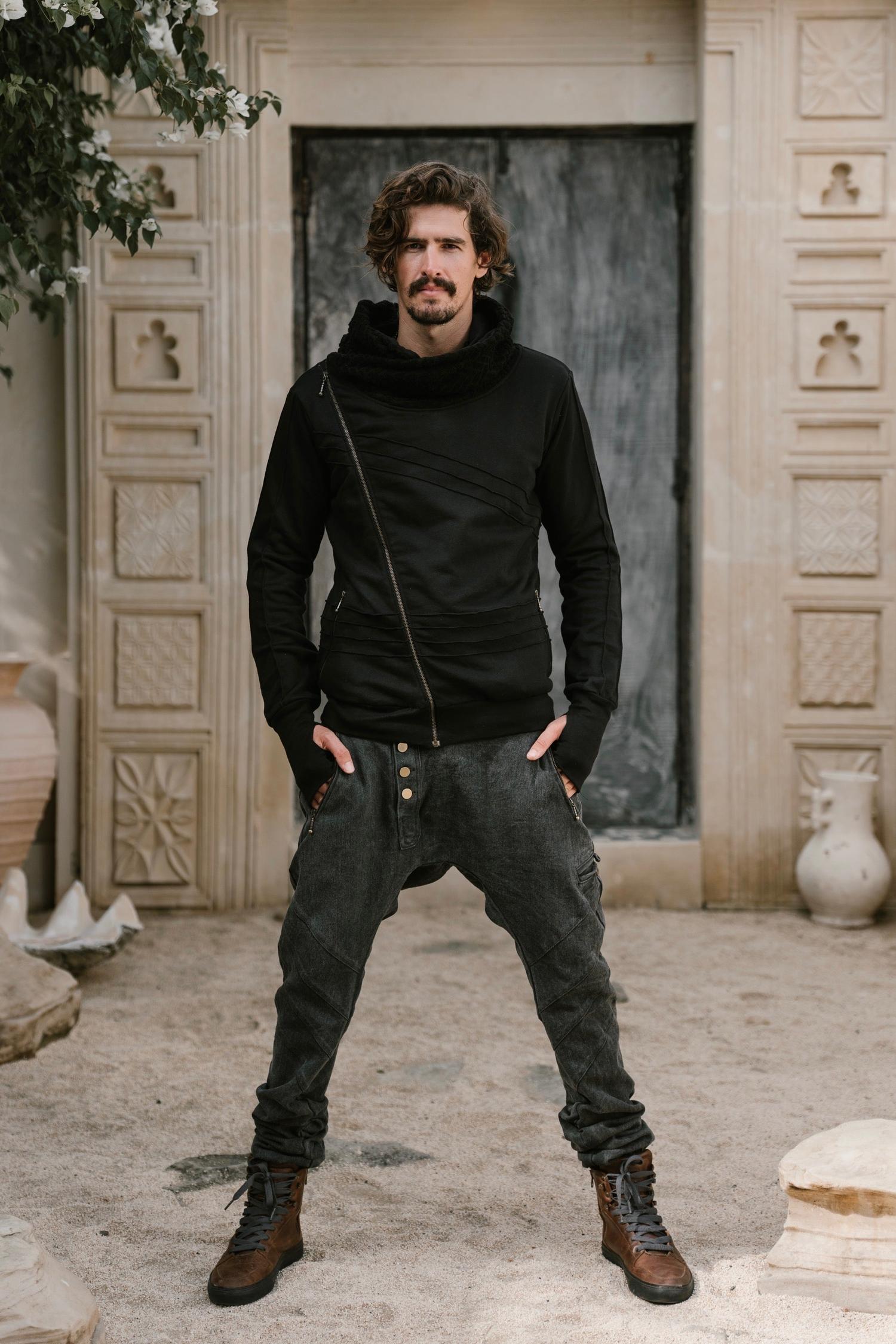 TARMO - Asymmetrical Cotton Fleece Zipper Hoodie