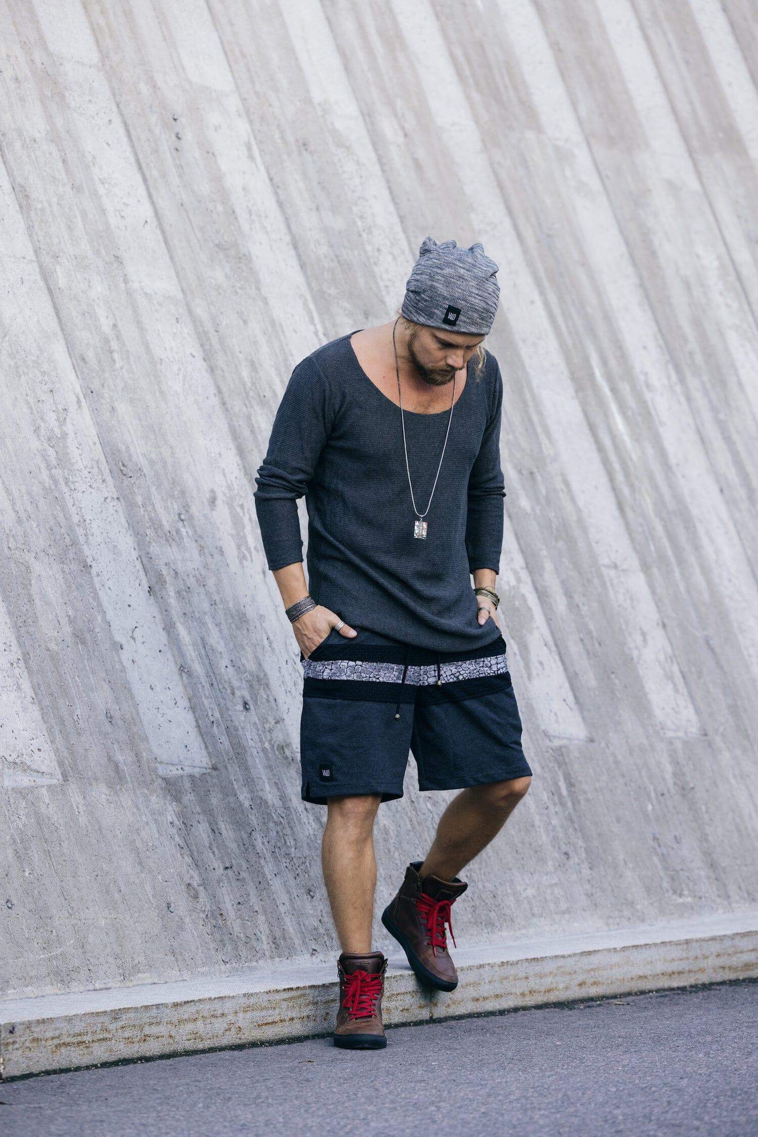 VALOdesigns Shirts TULI Knit - Long sleeve deep v-neck asymmetric knit cotton shirt