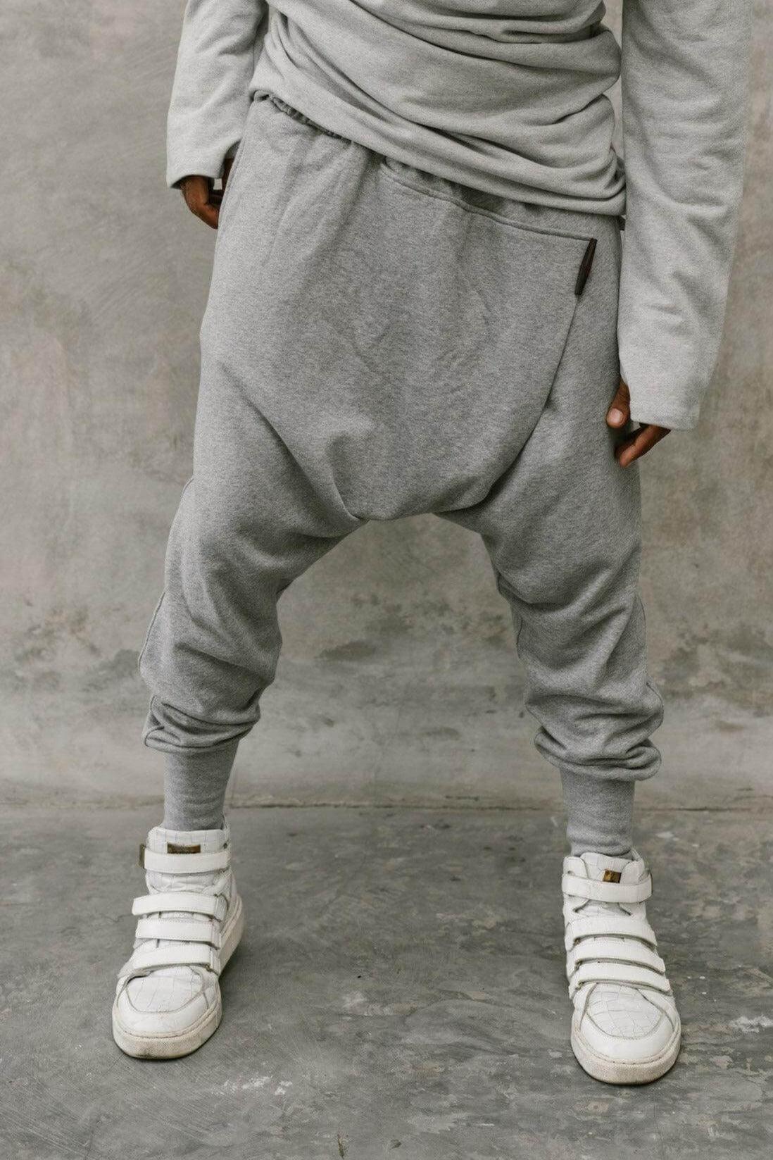 VALO Design URBAN Ninja Misty Grey - Harem drop crotch trousers from high quality 100% cotton