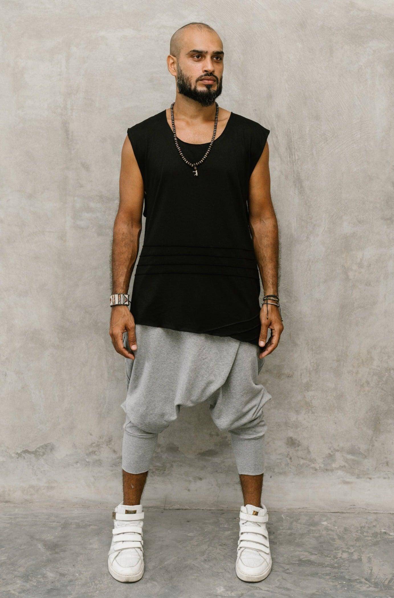 VALO Design URBAN Ninja Misty Grey - Harem drop crotch trousers from high quality 100% cotton