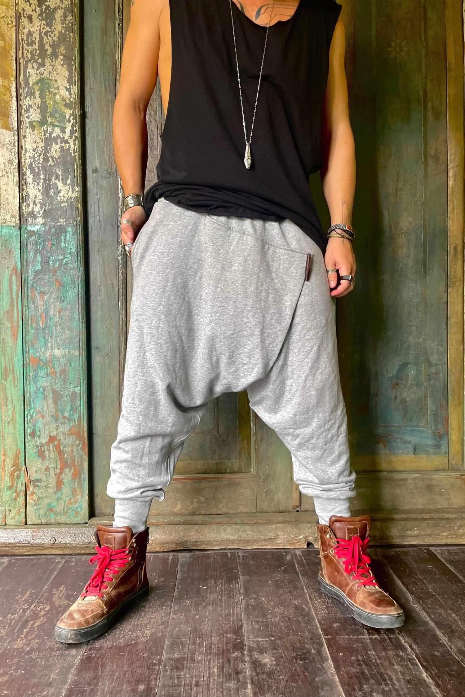 VALO Design URBAN Ninja Misty Grey - Harem drop crotch trousers from high quality 100% cotton