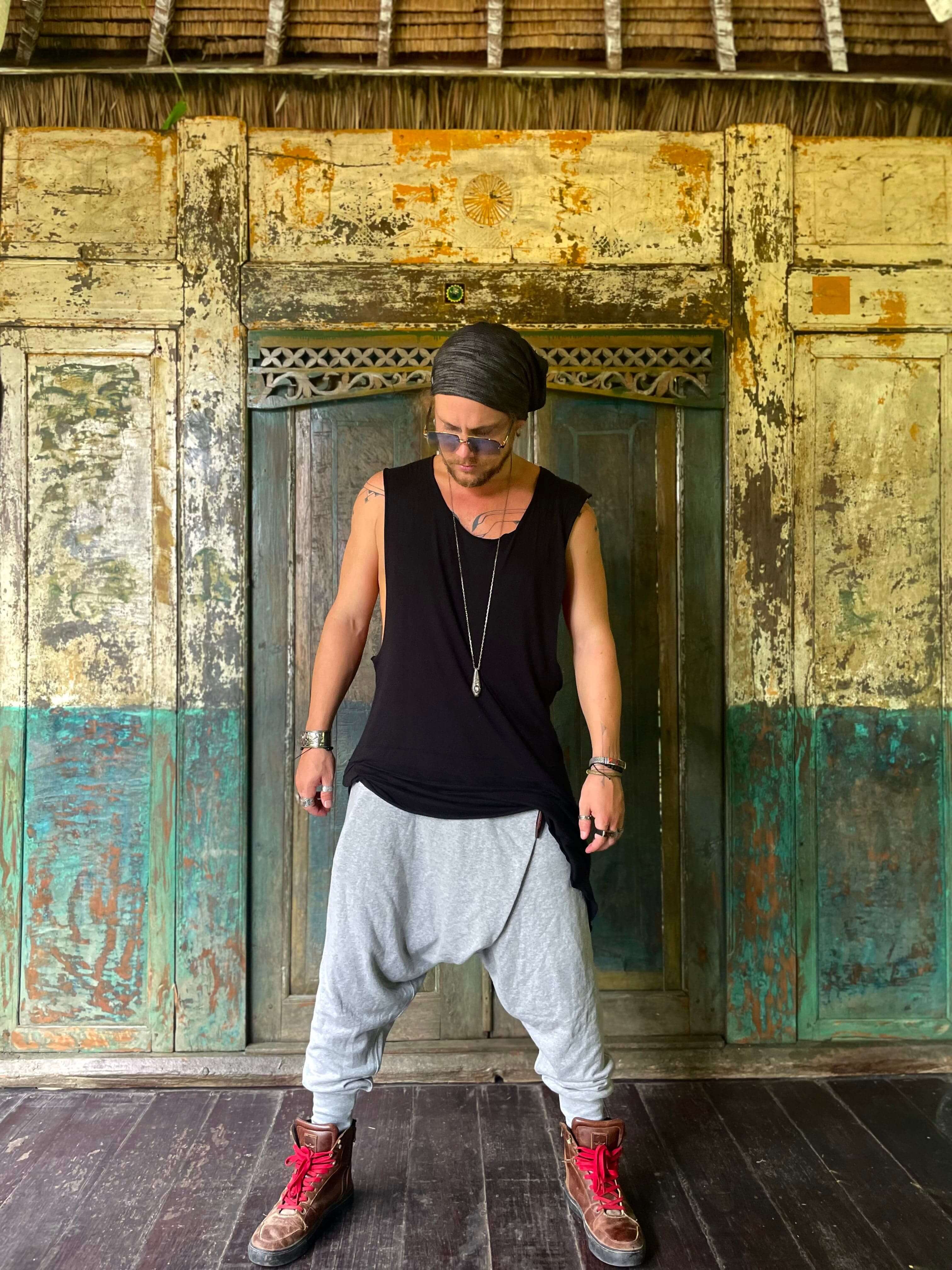 VALO Design URBAN Ninja Misty Grey - Harem drop crotch trousers from high quality 100% cotton