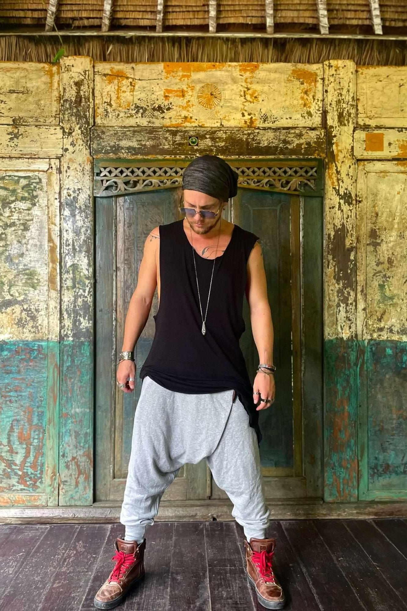 VALO Design URBAN Ninja Misty Grey - Harem drop crotch trousers from high quality 100% cotton