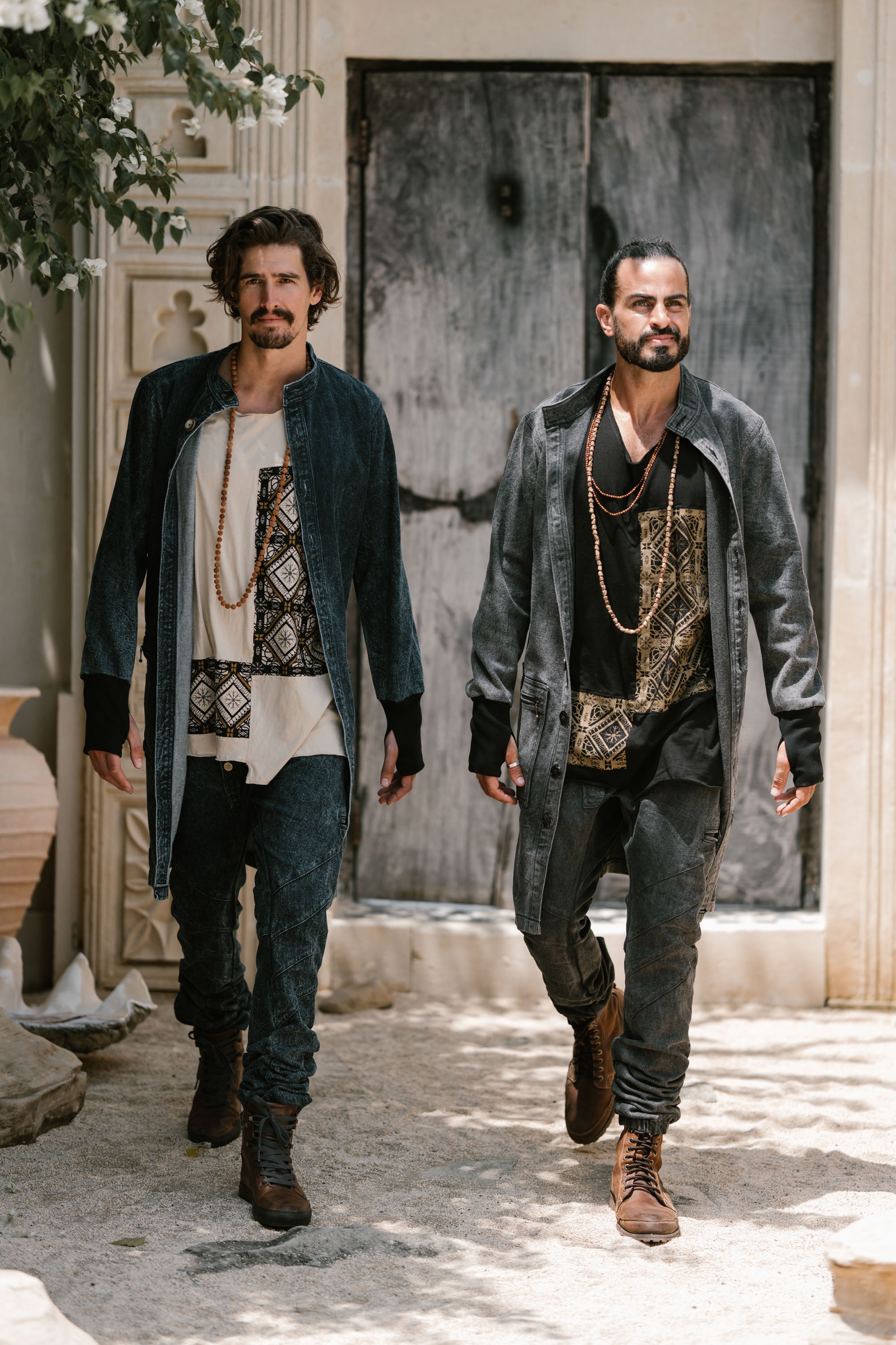 USKO Jacket - Stonewashed Denim Jacket with Nehru Collar