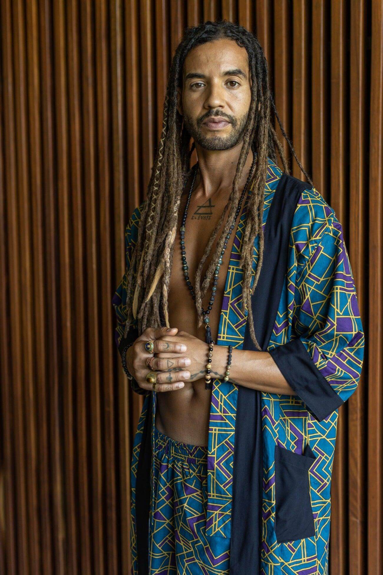 VALO Design Kimono VALO Spirit - An impressive and elegant long 100% cotton kimono cardigan, for festivals, beach or lounging at home