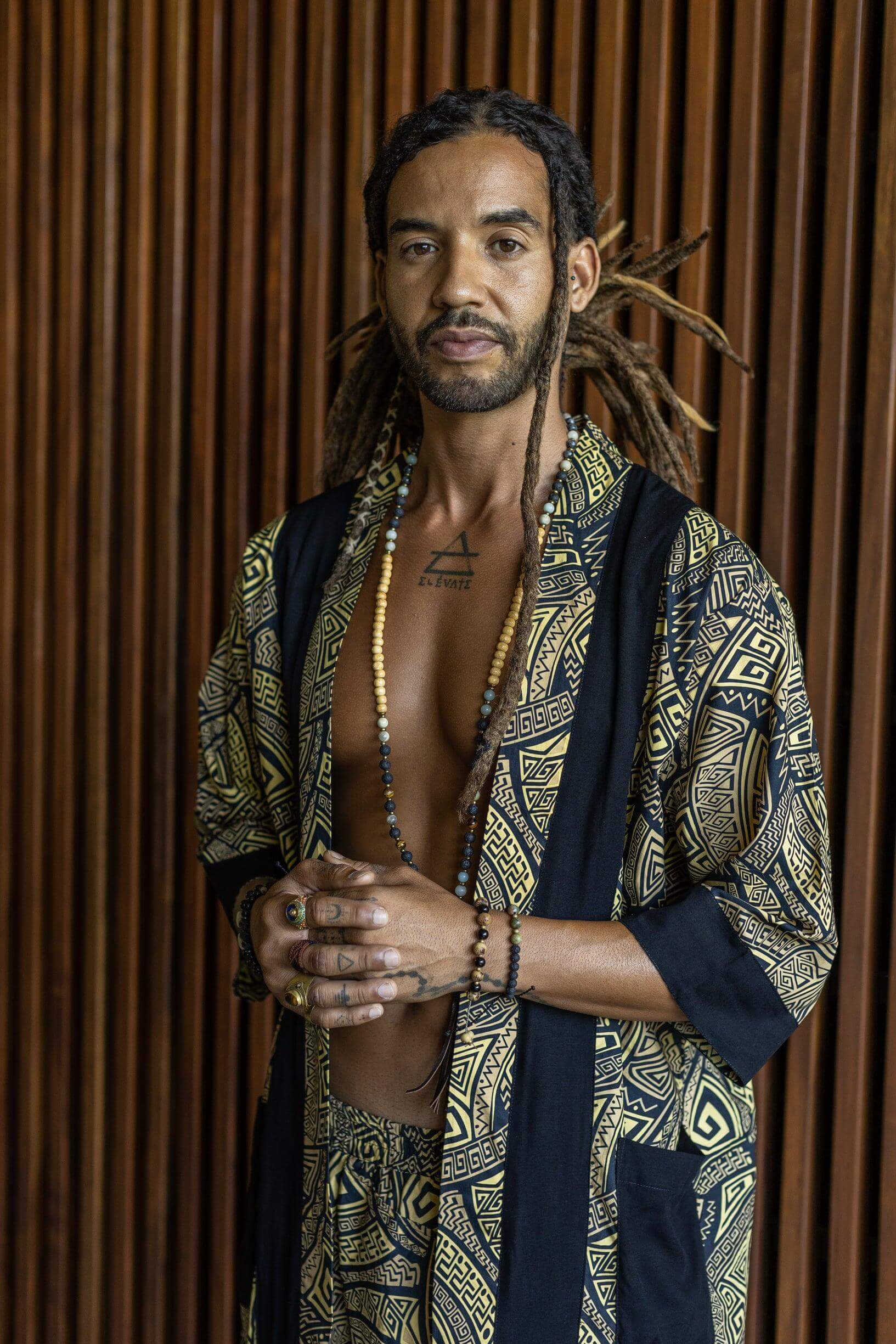 VALO Design VALO SPIRIT Gold & Black Tribal - elegant & unique cotton kimono cardigan