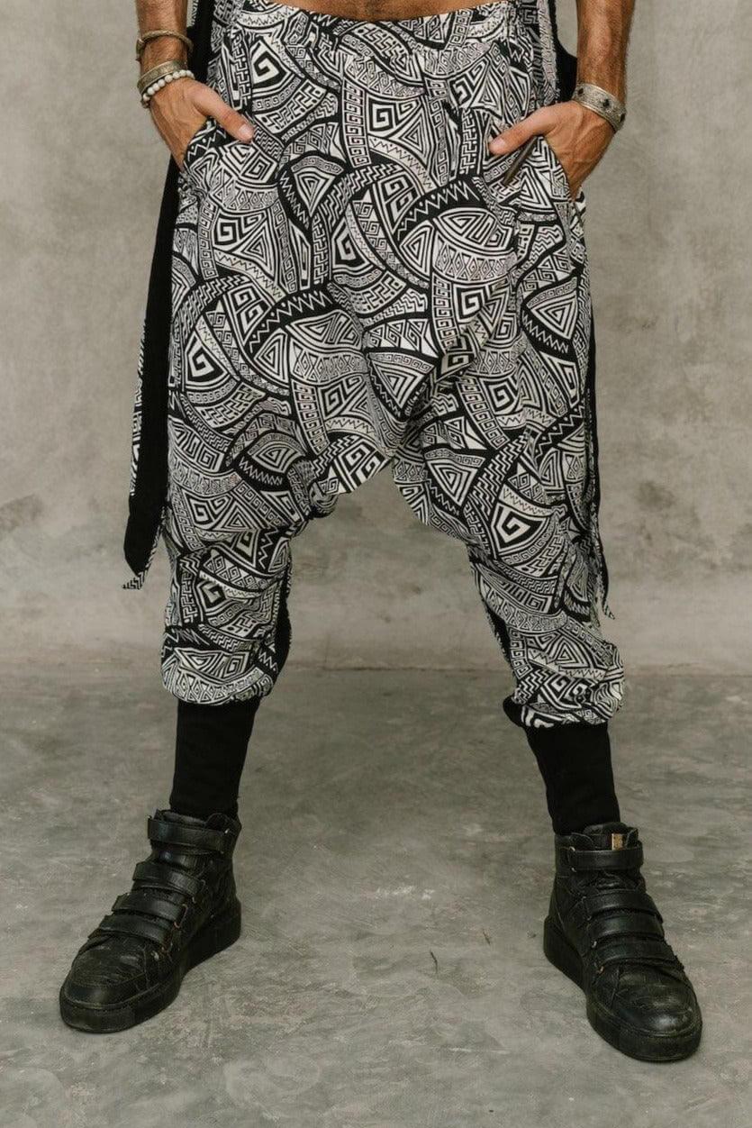 VALO Design VALO SPIRIT NINJA Black & White Tribal - Comfortable & stylish cotton print harem pants