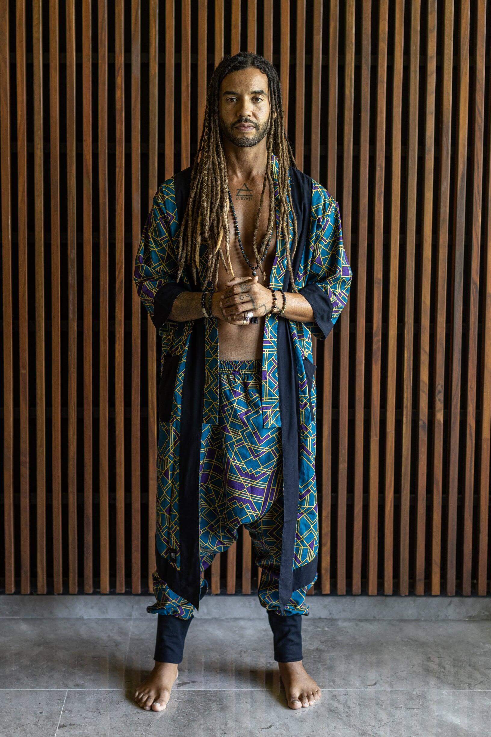 VALO Design VALO SPIRIT NINJA Blue Geometric - Comfortable & stylish cotton print harem pants