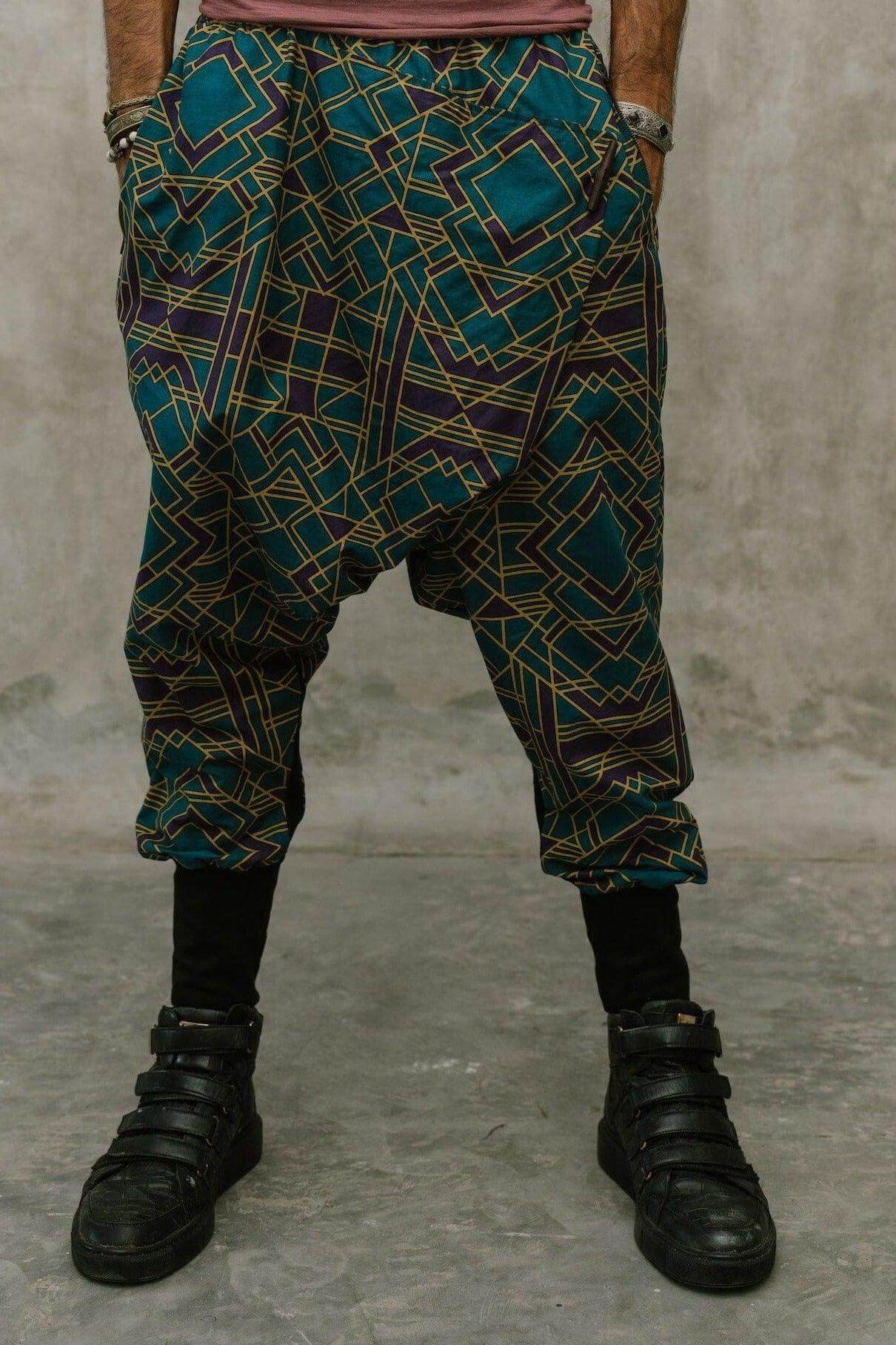 VALO Design VALO SPIRIT NINJA Blue Geometric - Comfortable & stylish cotton print harem pants