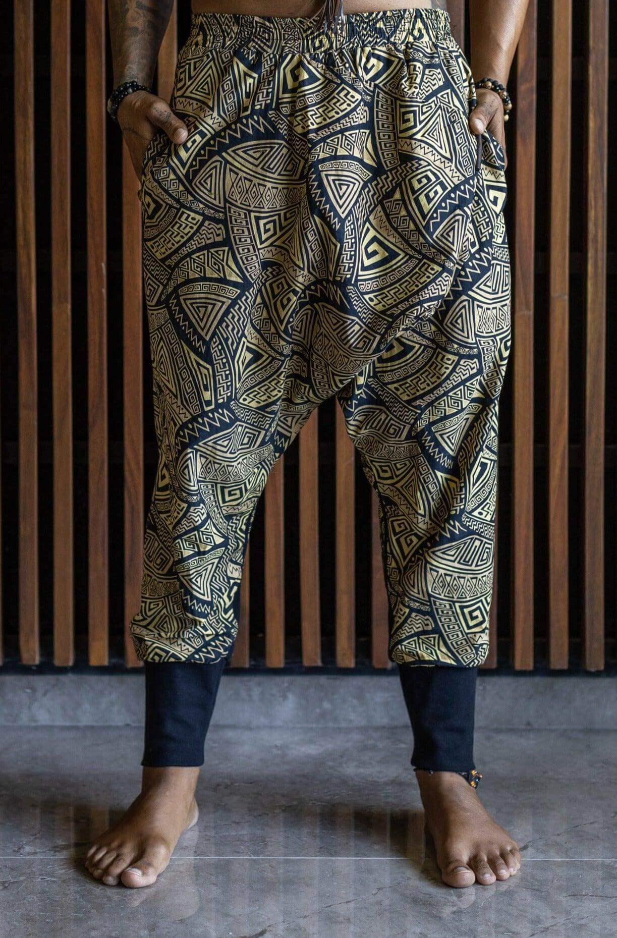 VALO Design VALO SPIRIT NINJA Gold & Black Tribal - Comfortable & stylish cotton print harem pants