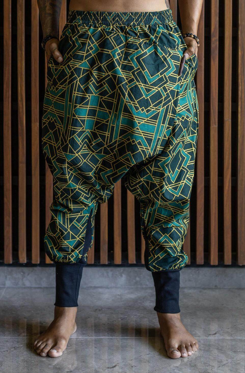 VALO Design VALO SPIRIT NINJA Green Geometric - Comfortable & stylish cotton print harem pants
