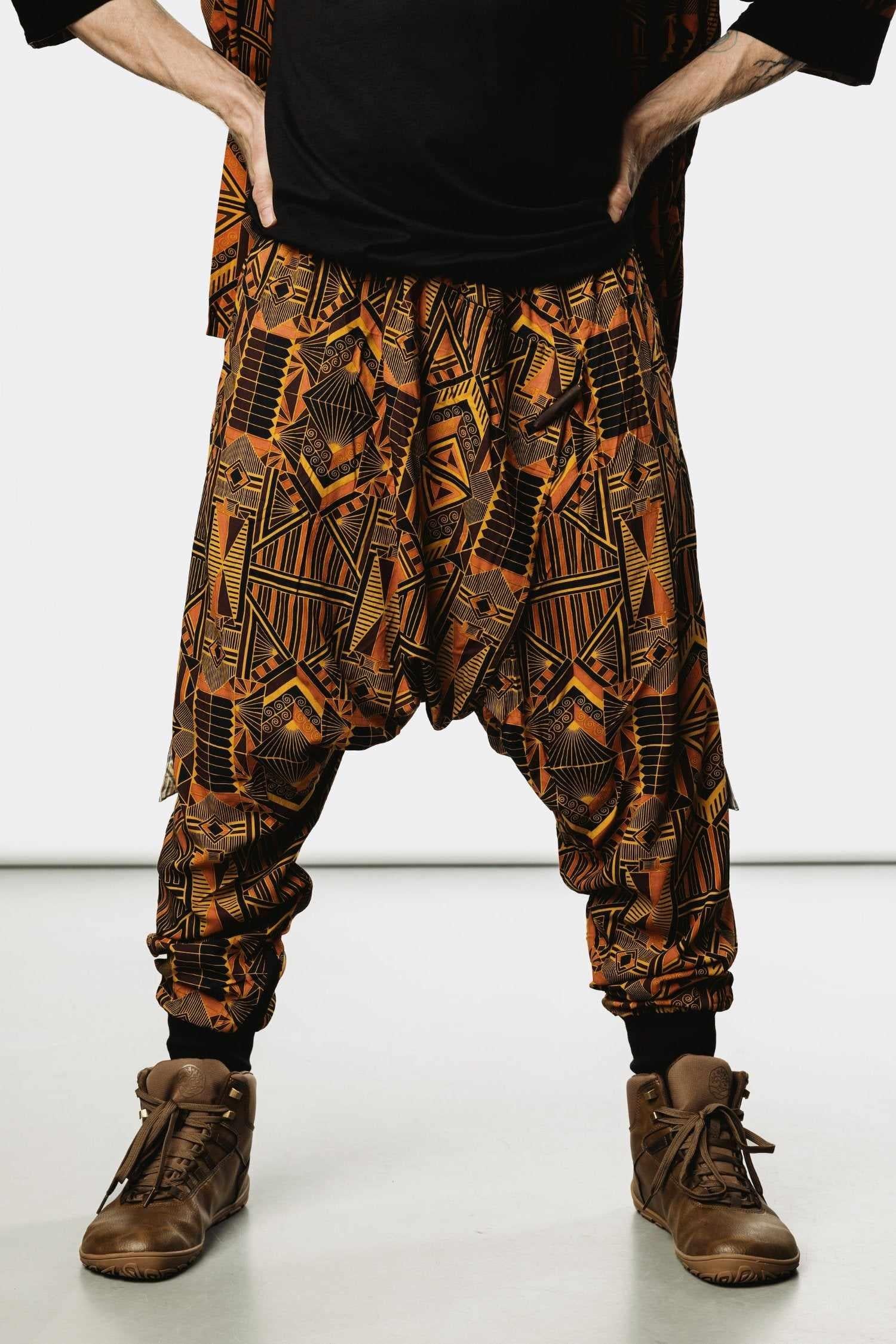 VALO Design VALO Spirit Ninja Red Prism - Slim leg drop crotch harem sarouel pants