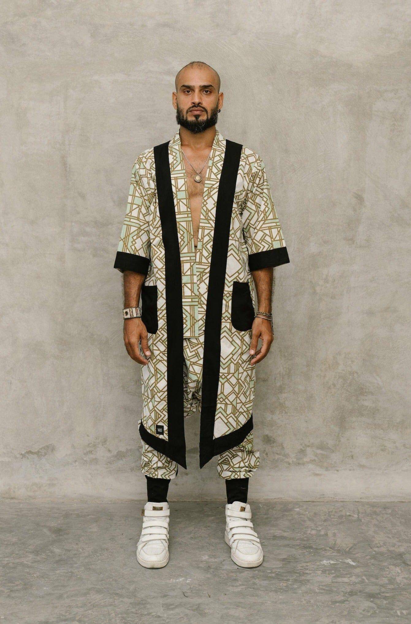 VALO Design Kimono VALO Spirit - An impressive and elegant long 100% cotton kimono cardigan with half sleeves